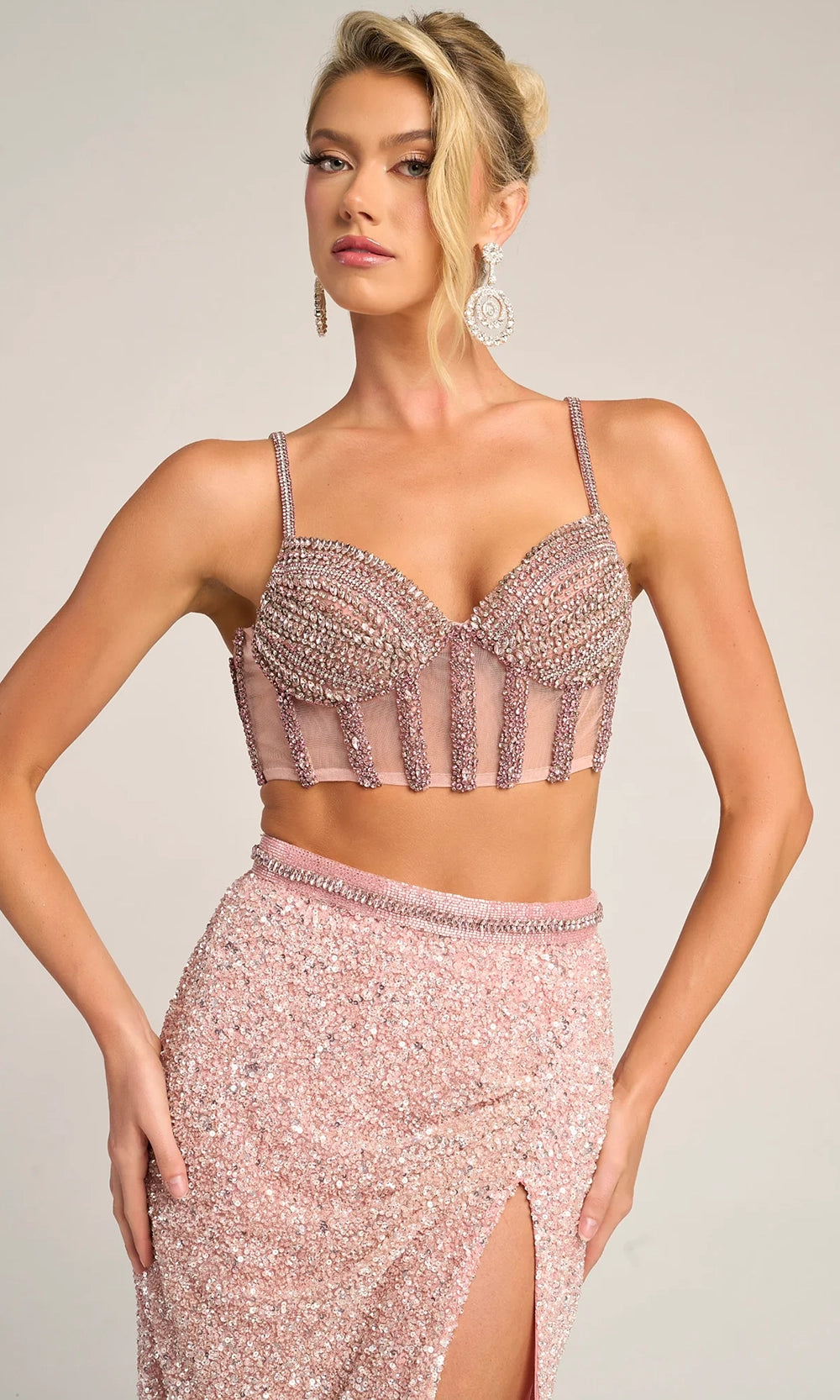 Portia and Scarlett PS26429C - Beaded Corset Fitted Two-Piece Dress - back view