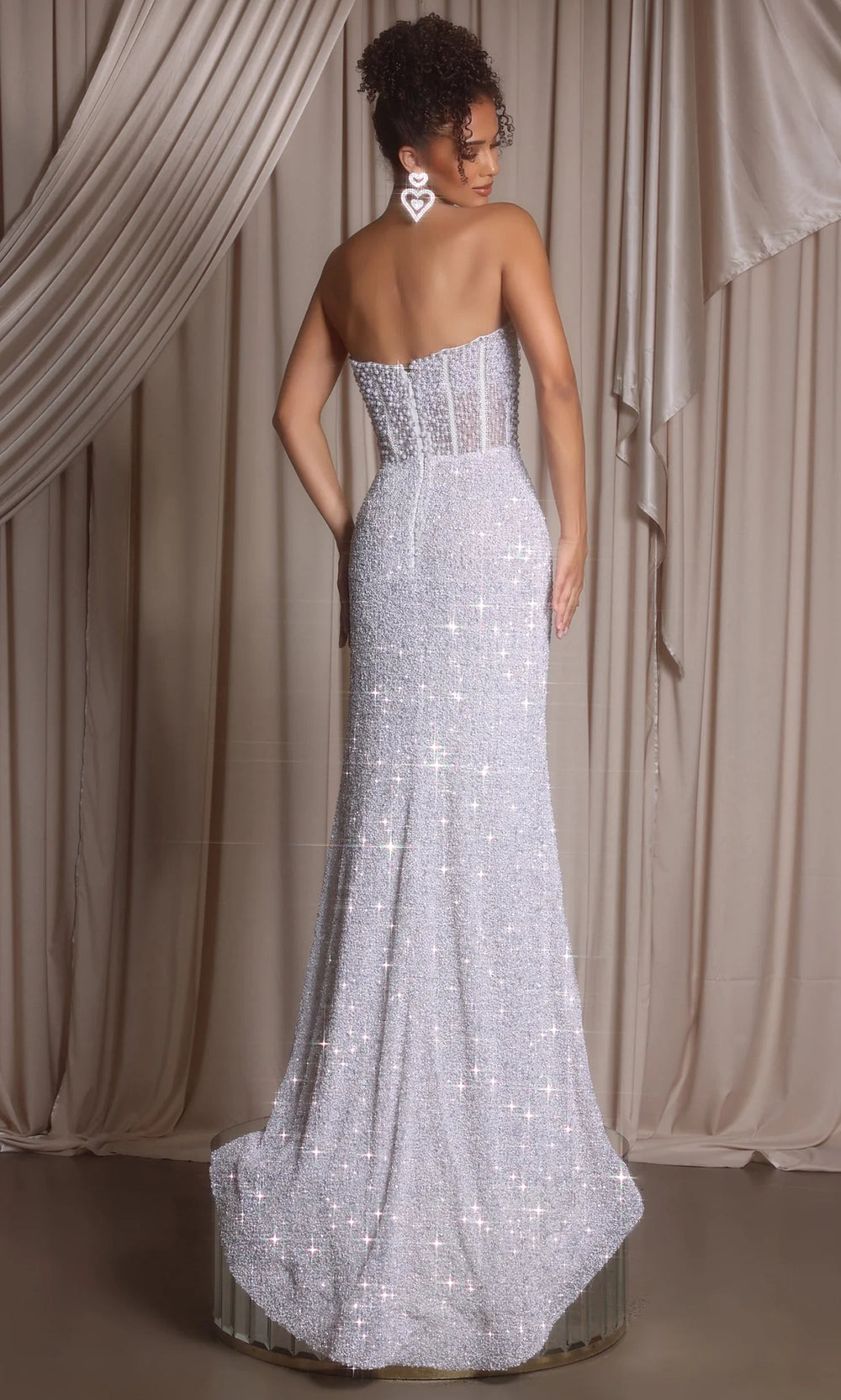 Portia and Scarlett PS26432C - Beaded Corset Sweetheart Prom Dress - view 10