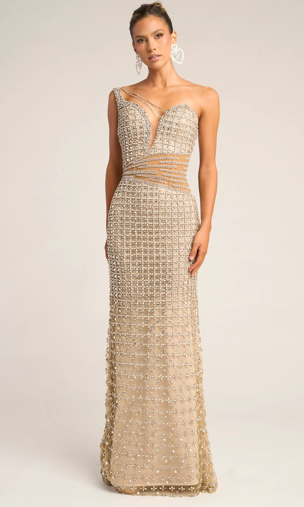 Portia and Scarlett PS26434C - One Shoulder Illusion Waist Gown - designer prom dress at Silhouette Dresses