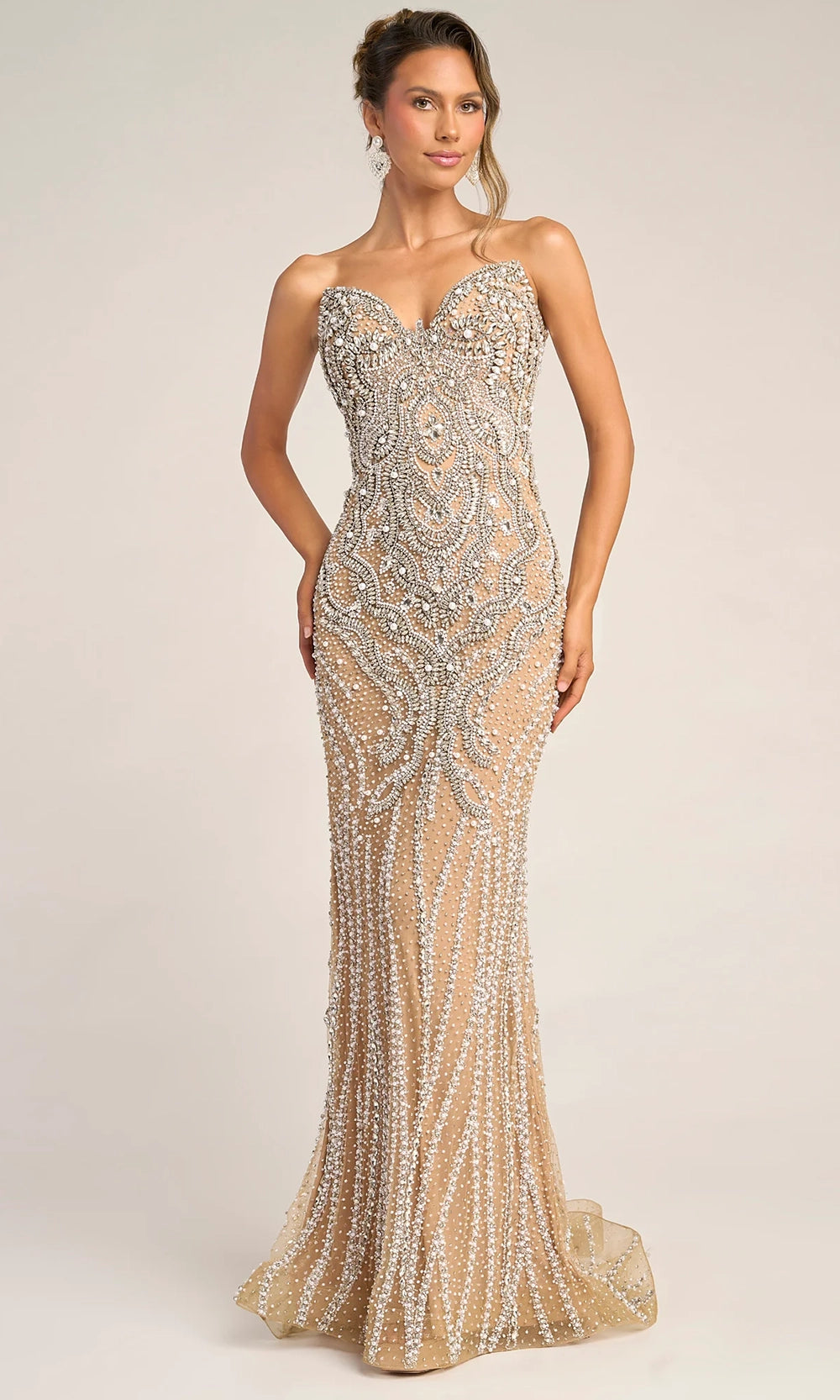 Portia and Scarlett PS26446C - Long Strapless Intricate Beaded Dress - designer prom dress at Silhouette Dresses