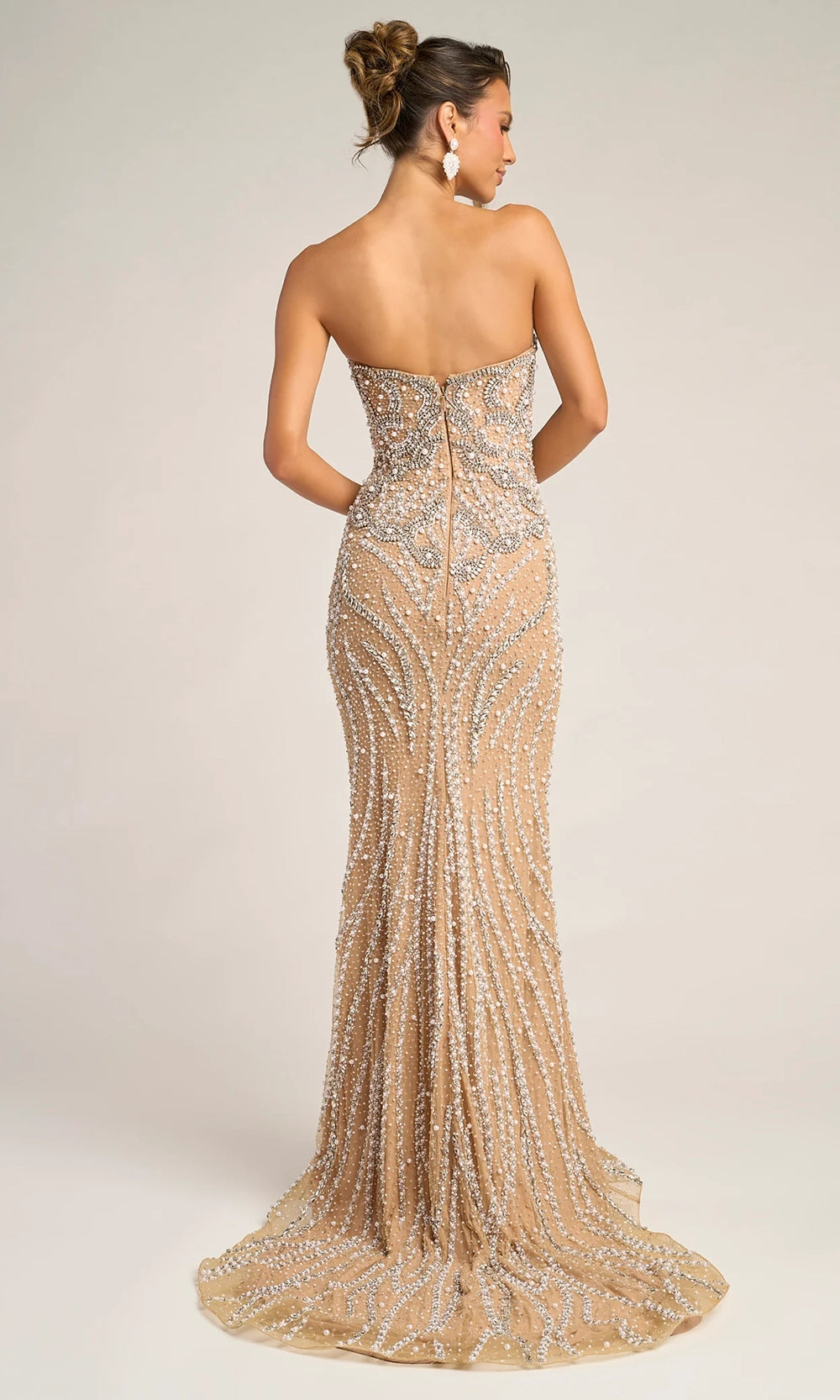 Portia and Scarlett PS26446C - Long Strapless Intricate Beaded Dress - back view