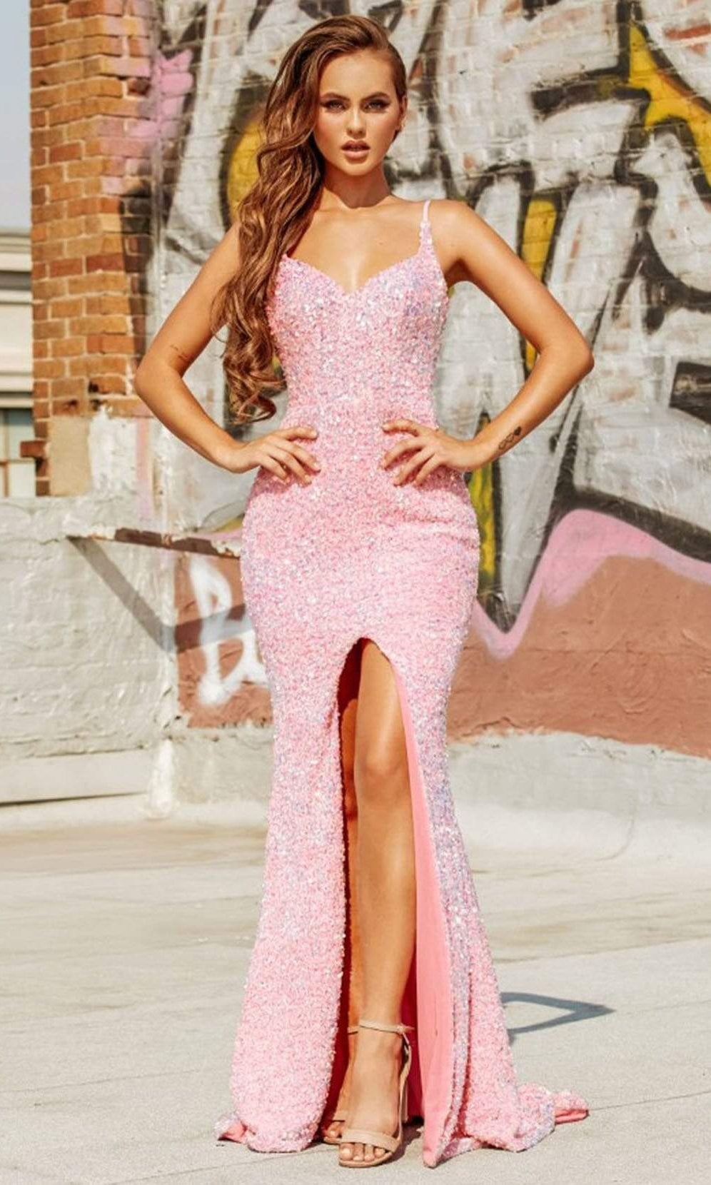 Portia and Scarlett PS21013 - Velvet Sequin Mermaid Gown - designer prom dress at Silhouette Dresses