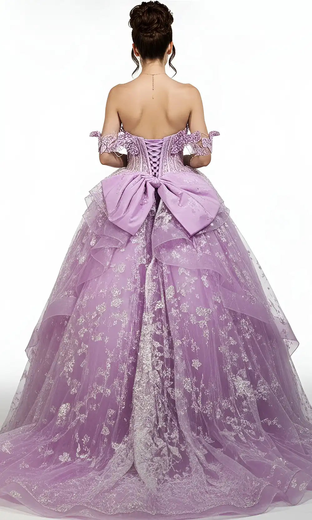 Jovani Q48441 - Off Shoulder Ballgown with Scallop Hem - back view