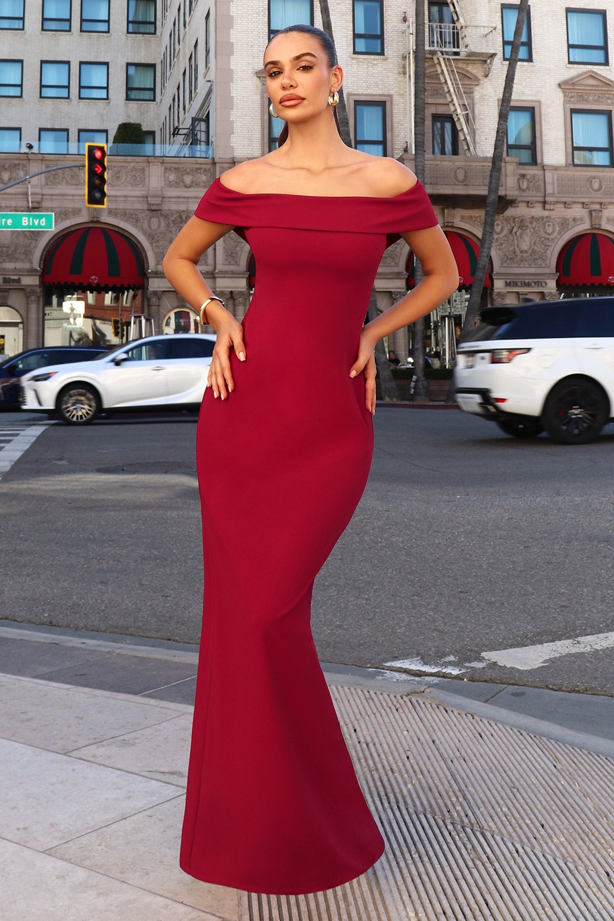 Ladivine T2011 - Off Shoulder Fitted Gown
