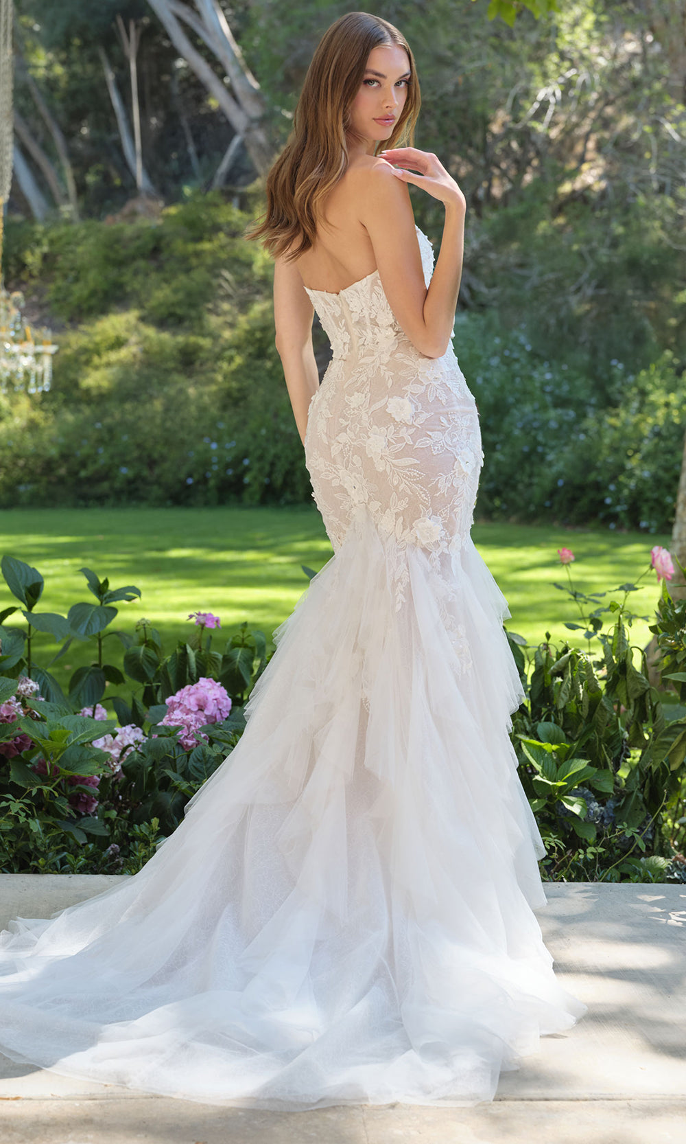 Andrea and Leo WL062 - Tiered Tulle Mermaid Wedding Dress - back view