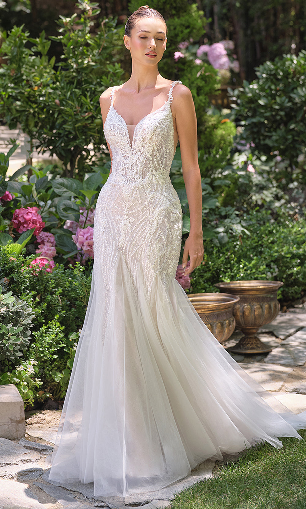 Andrea and Leo WL066 - Beaded Tulle Mermaid Bridal Gown - Silhouette Dresses