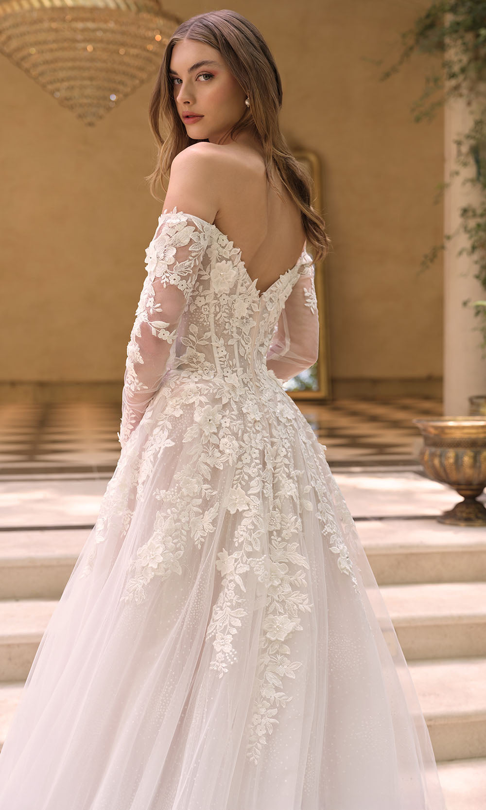 Andrea and Leo WL067 - Illusion Sleeve Lace Applique Bridal Gown - view 6