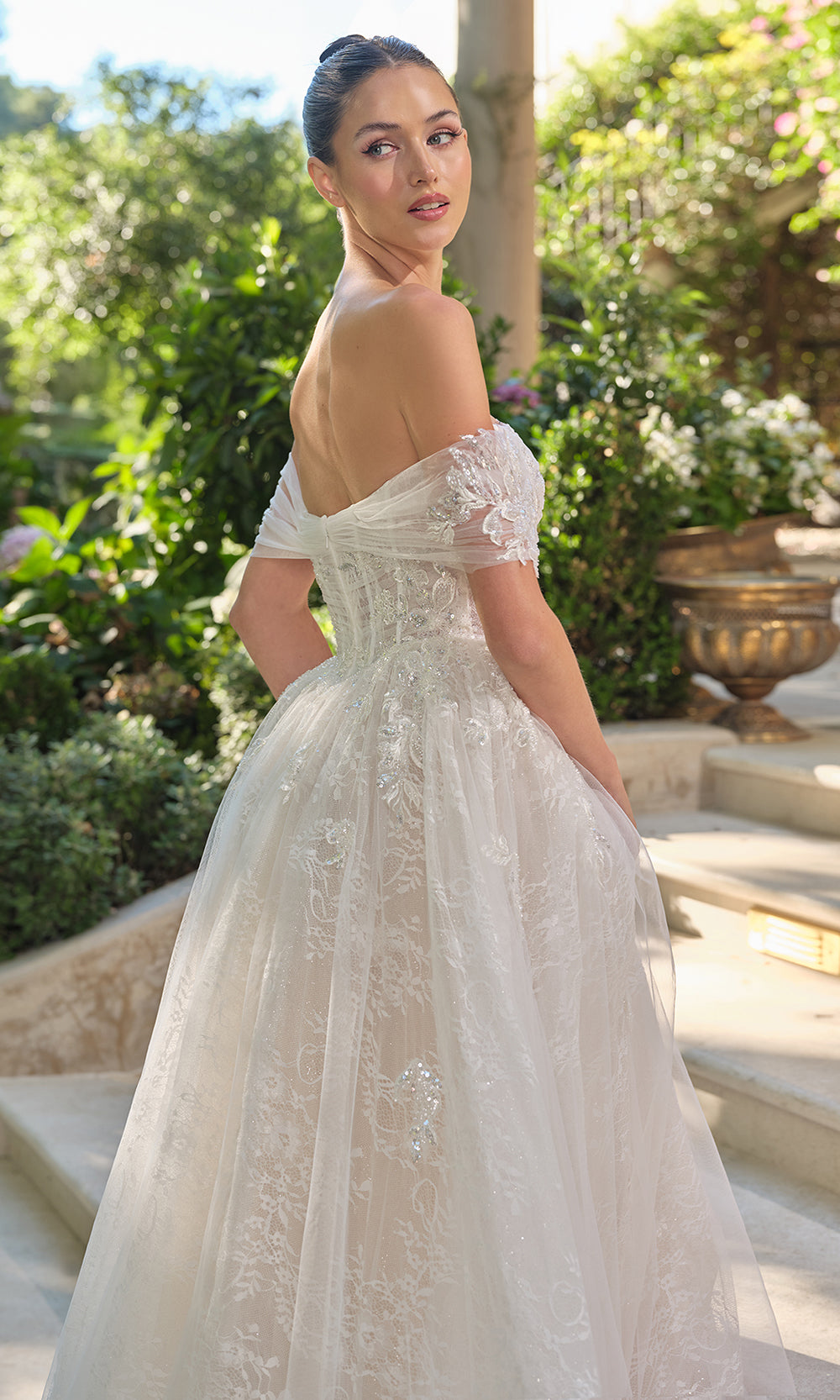 Andrea and Leo WL090 - Off-Shoulder Floral Ball Wedding Dress - view 5