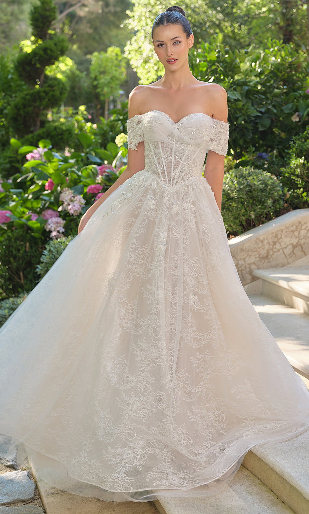 Andrea and Leo WL090 - Off-Shoulder Floral Ball Wedding Dress - Silhouette Dresses