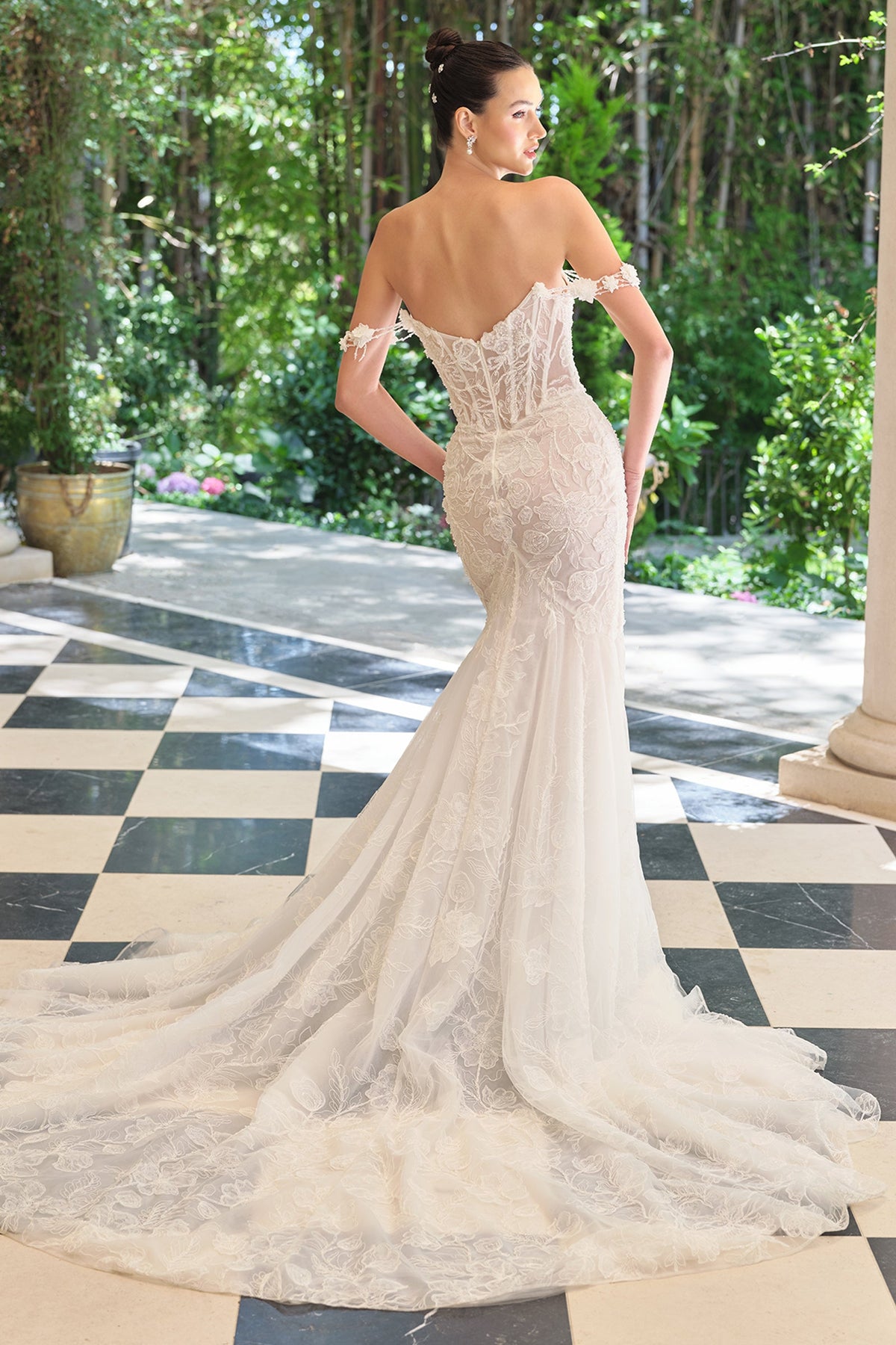 Andrea and Leo WL099 - Off Shoulder Bridal Gown with Floral Applique