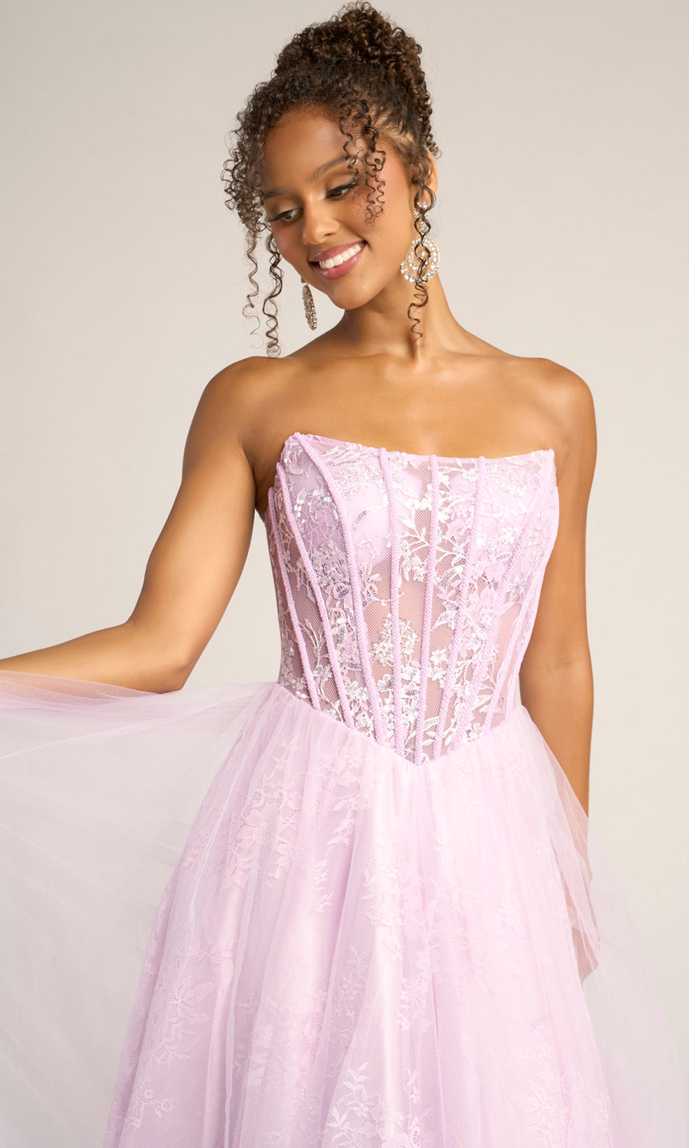 Portia and Scarlett XO023 - Scoop Neck Floral Lace Prom Dress - back view