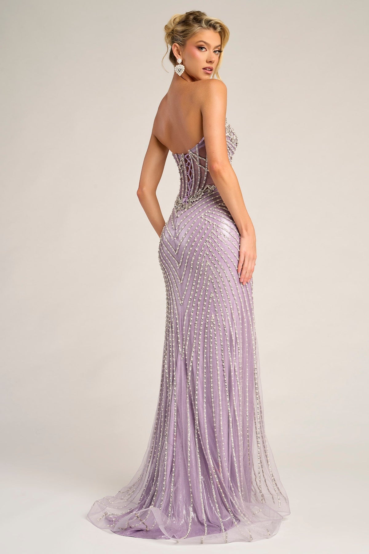 Portia and Scarlett XO057 - Sweetheart Neck Beaded Chevron Gown - view 5