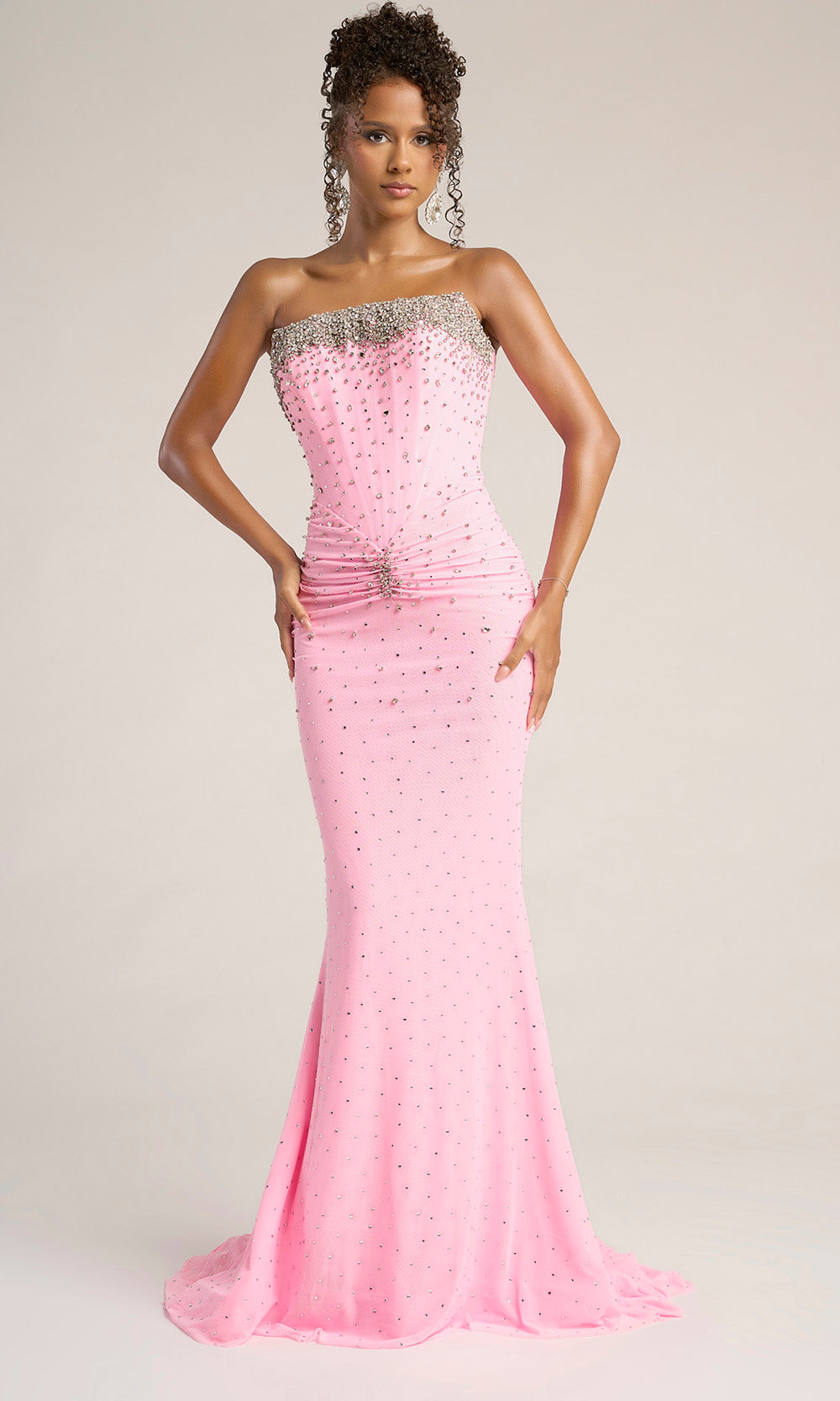 Portia and Scarlett XO059 - Rhinestone Embellished Basque Fitted Dress - designer prom dress at Silhouette Dresses