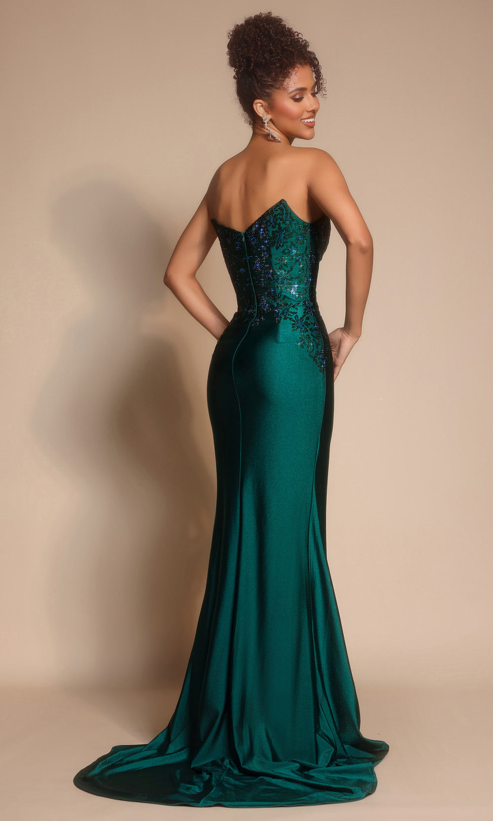 Portia and Scarlett XO067 - Beaded Strapless V-Neck Gown - detail view