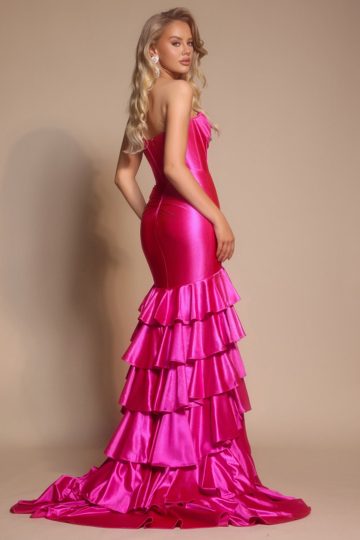 Portia and Scarlett XO085 - Ruffled Tier Mermaid Evening Gown - view 5