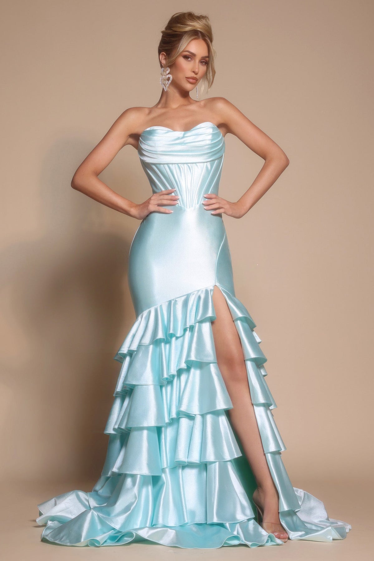Portia and Scarlett XO085 - Ruffled Tier Mermaid Evening Gown - view 4