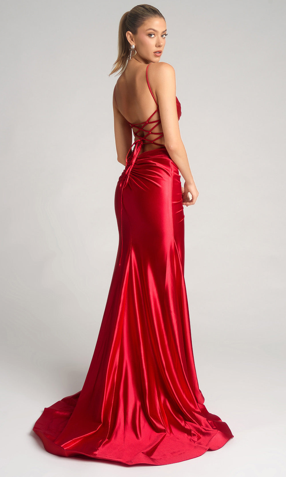 Portia and Scarlett XO168 - Lace Applique Ruched Sheath Dress - view 4