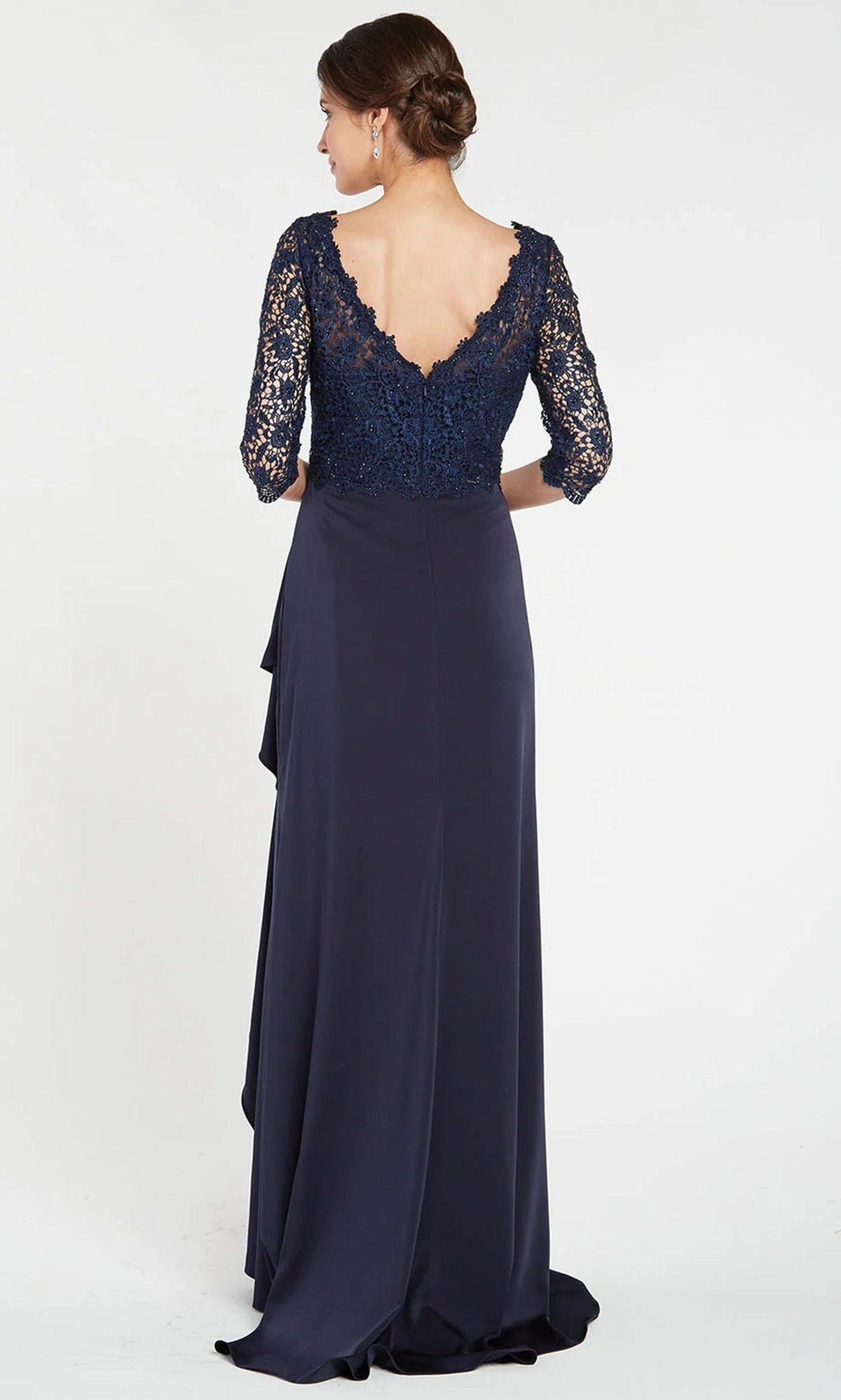 Alyce Paris 27242 - Beaded Lace Three-Quarter Sleeve Gown