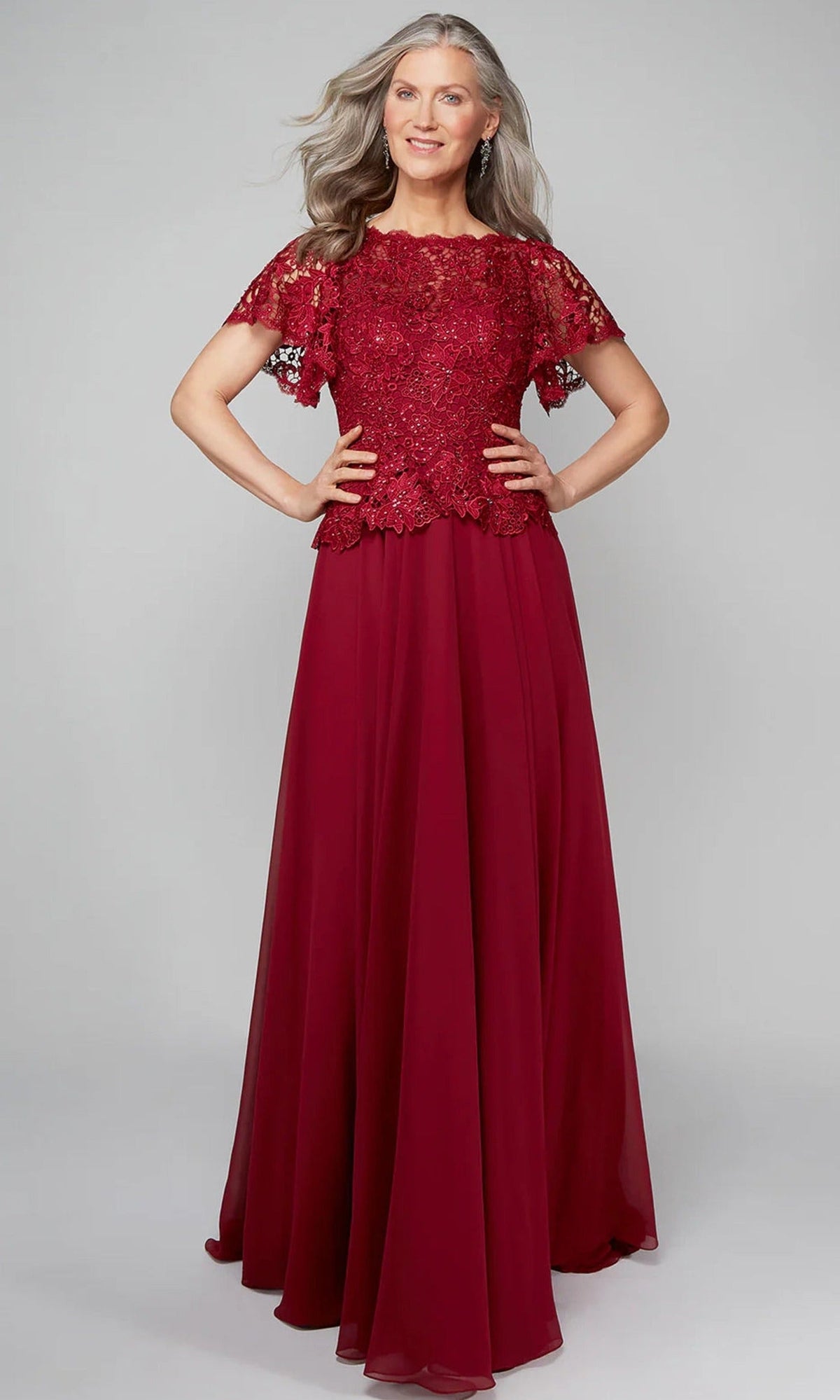 Alyce Paris 27469 - Lace Bodice Flutter Sleeve Formal Gown