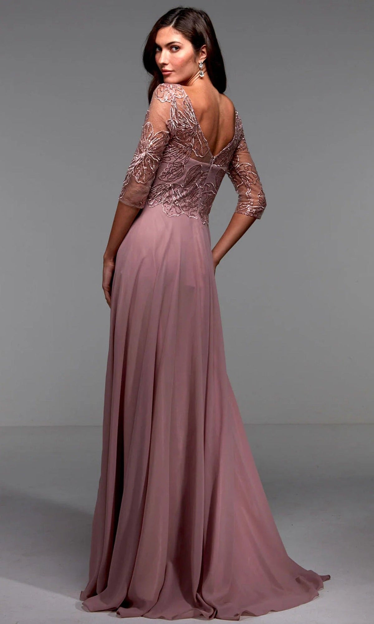 Alyce Paris 27475 - V-Neck Sequin Lace Gown with Sheer Sleeves