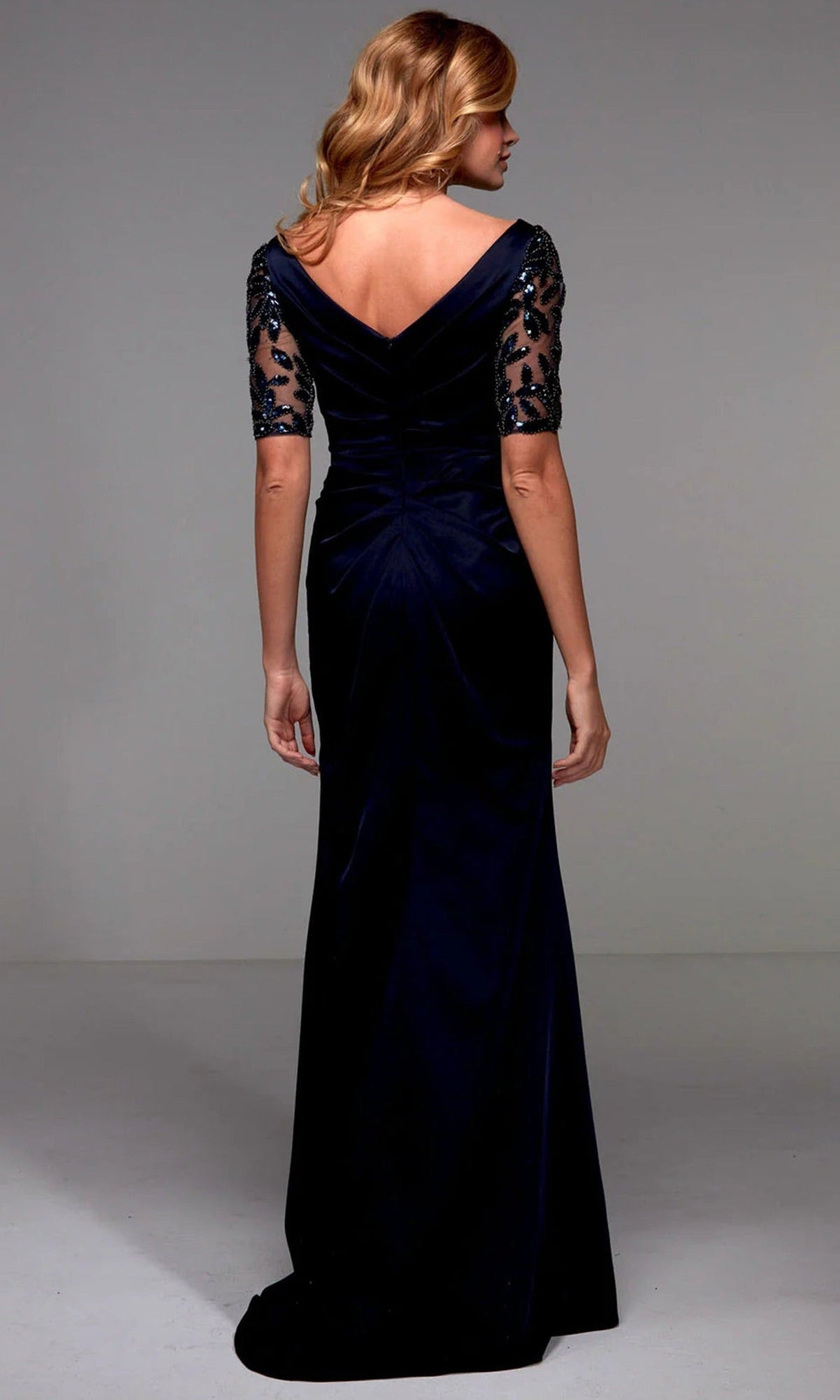 Alyce Paris 27498 - Embellished Sheer Sleeve Satin Evening Gown