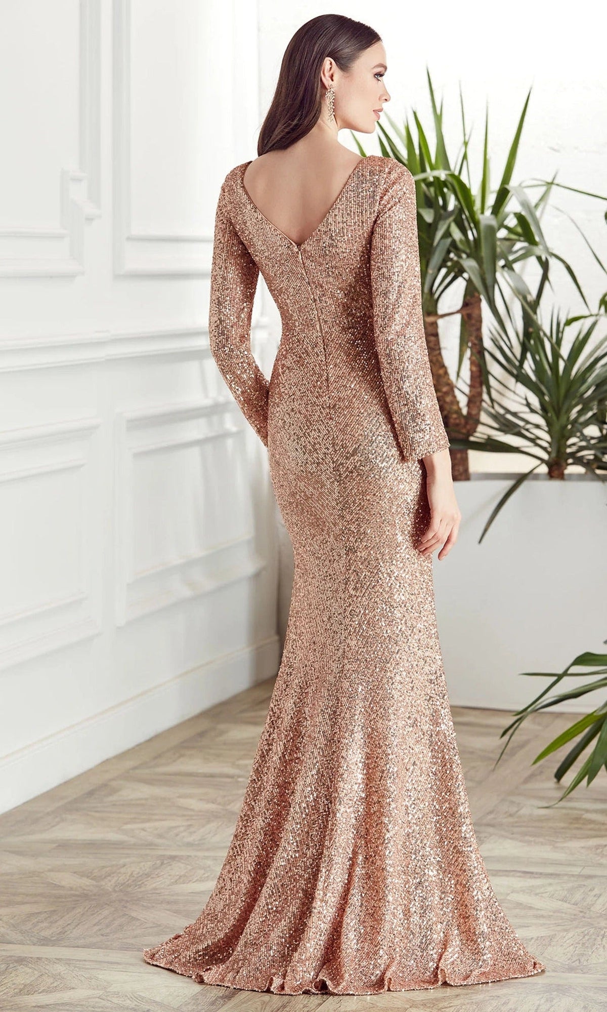 Alyce Paris 27523 - Allover Sequin V-Neck Gown with Slit