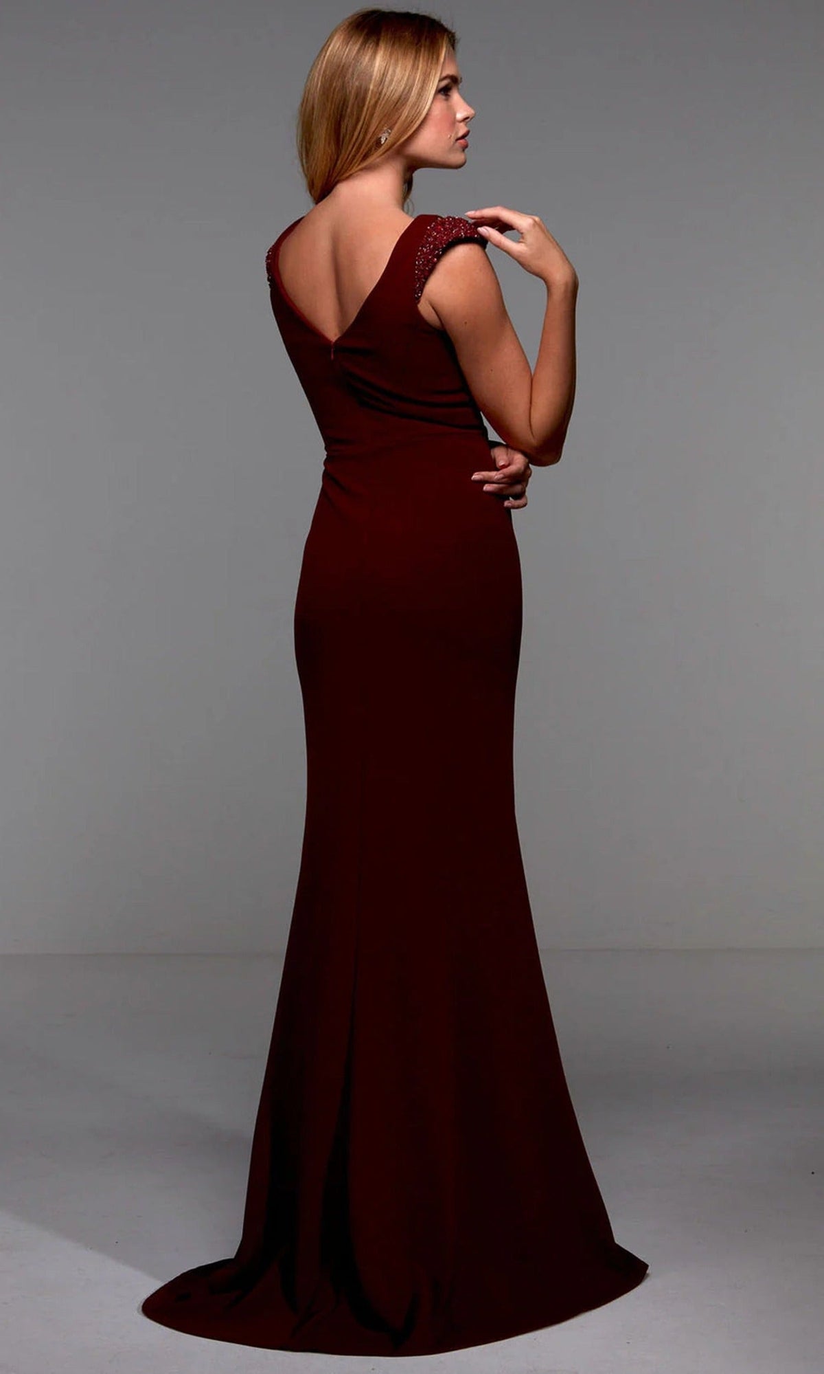 Alyce Paris 27539 - Sleek Jersey Sheath Dress with Cap Sleeves
