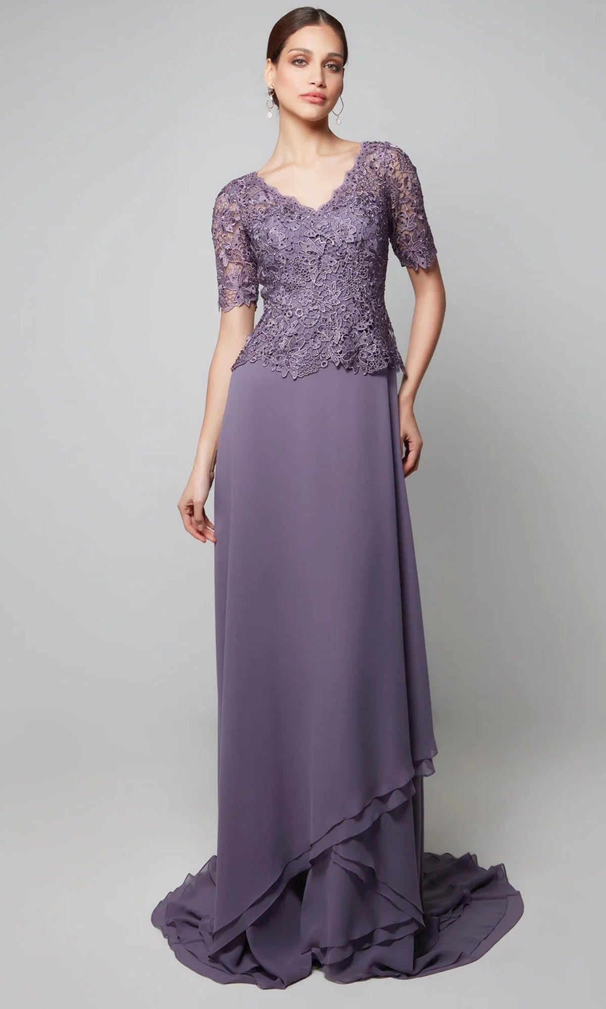 Alyce Paris 27556 - Tiered Hem Scalloped V-Neck Dress