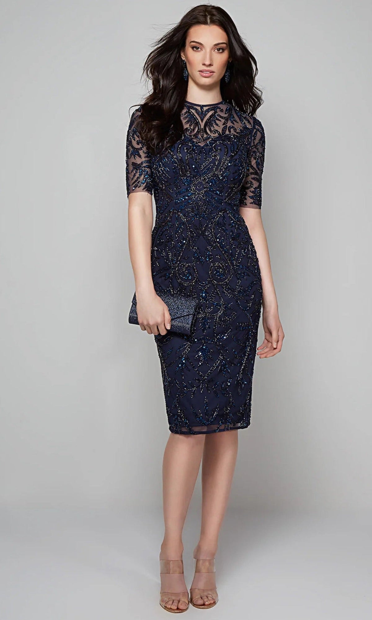Alyce Paris 27583 - Embroidered Illusion Sheath Dress
