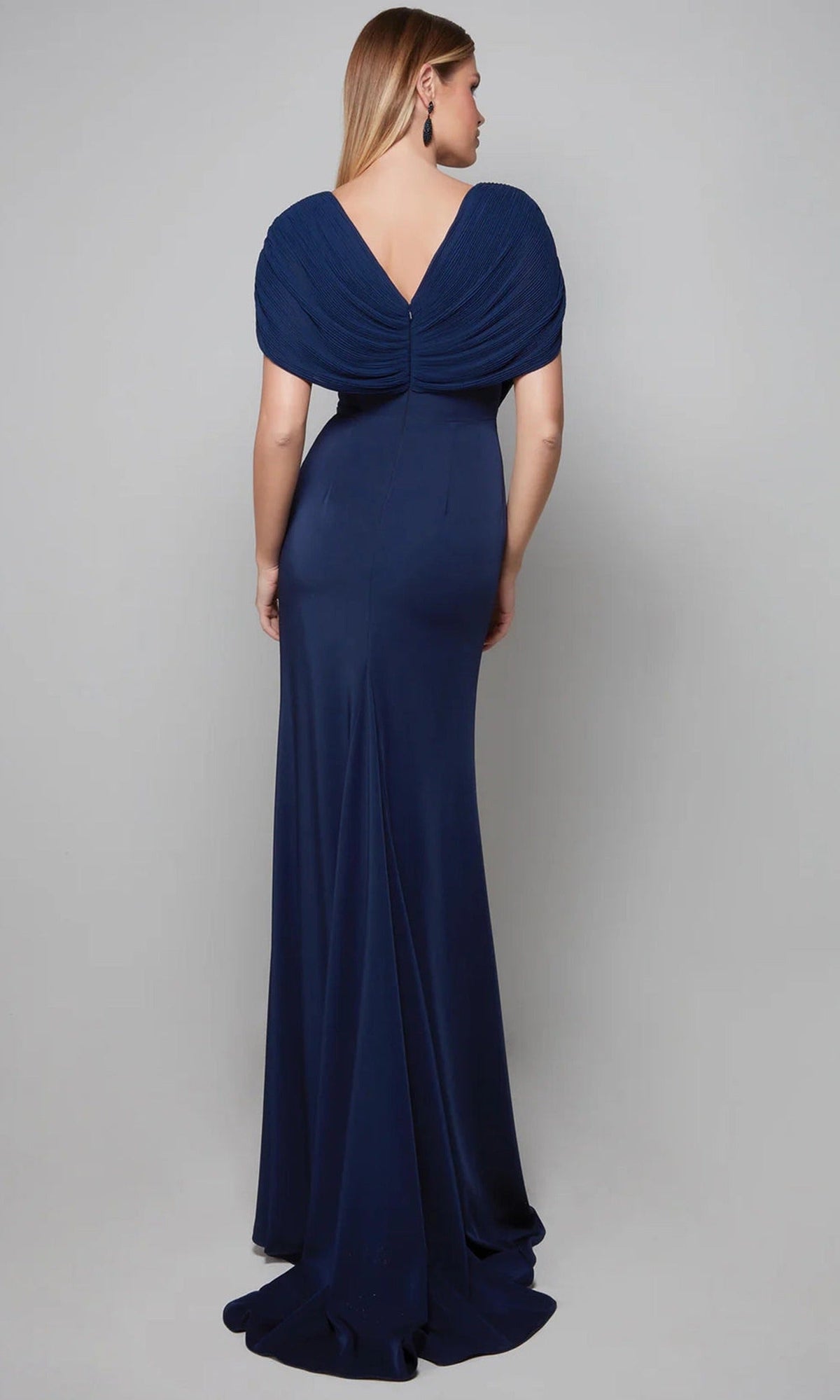 Alyce Paris 27591 - Draped Top V-Neck Crepe Dress
