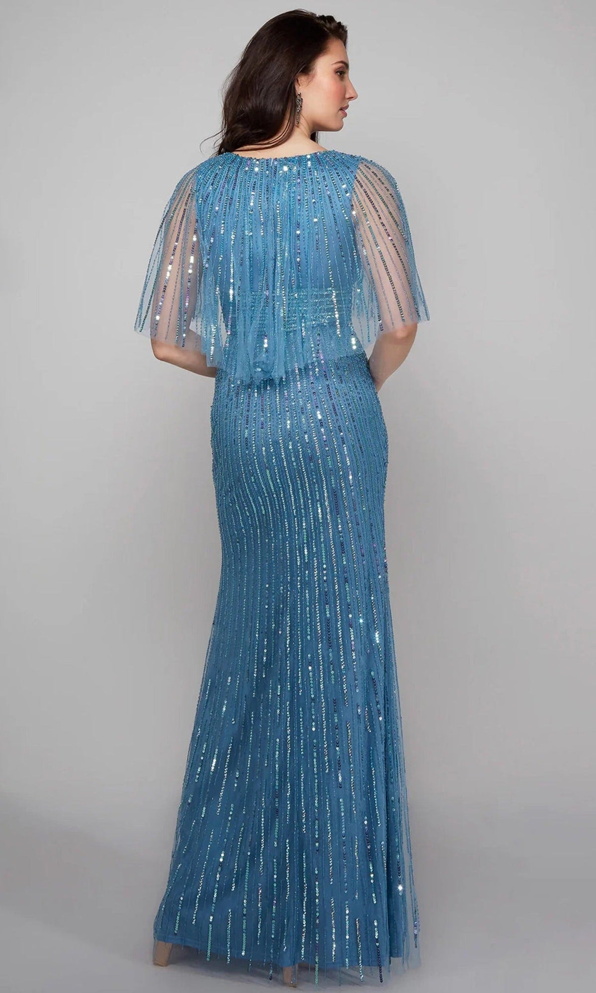 Alyce Paris 27599 - Linear Beaded Flutter Sleeves Dress