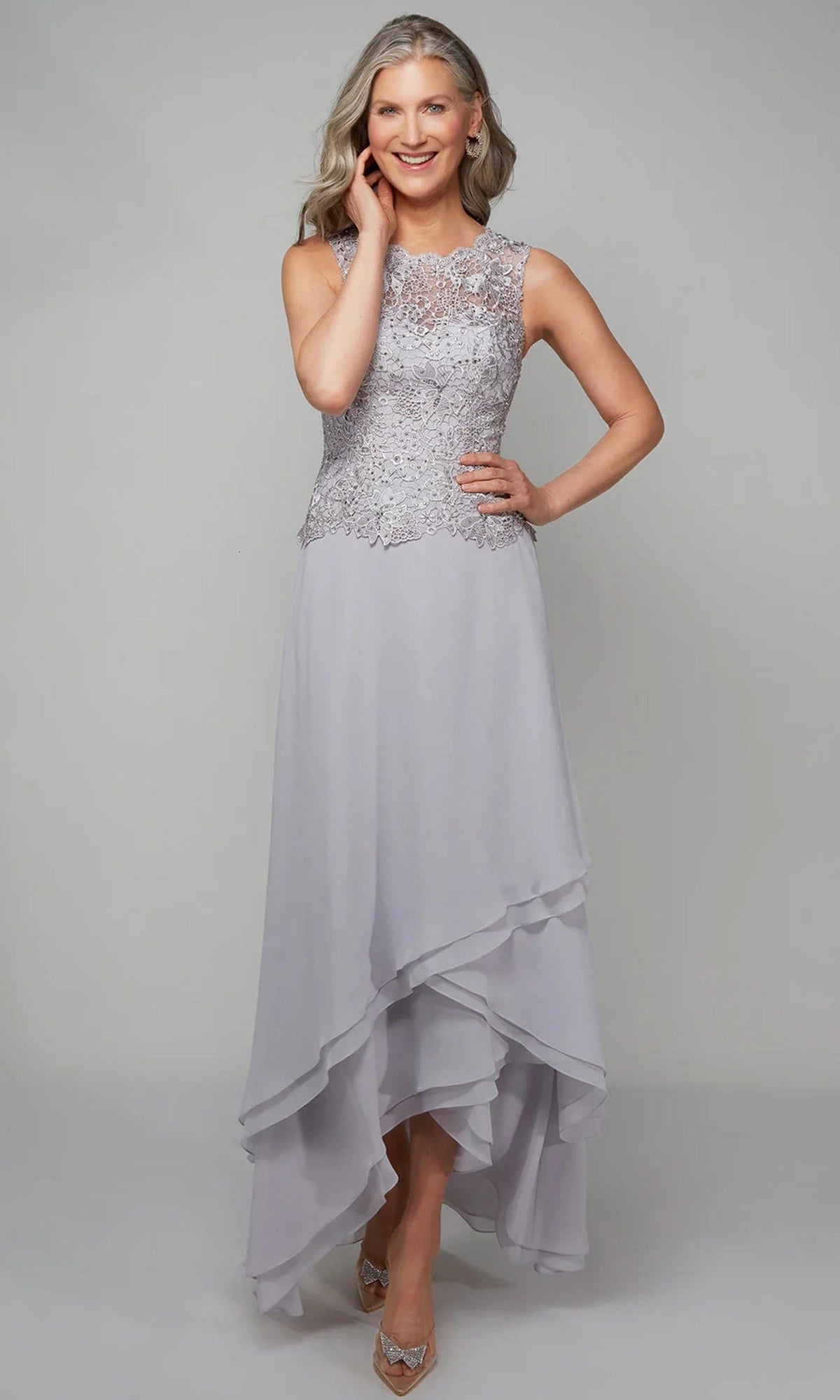 Alyce Paris 27608 - Lace Top High Low Chiffon Dress