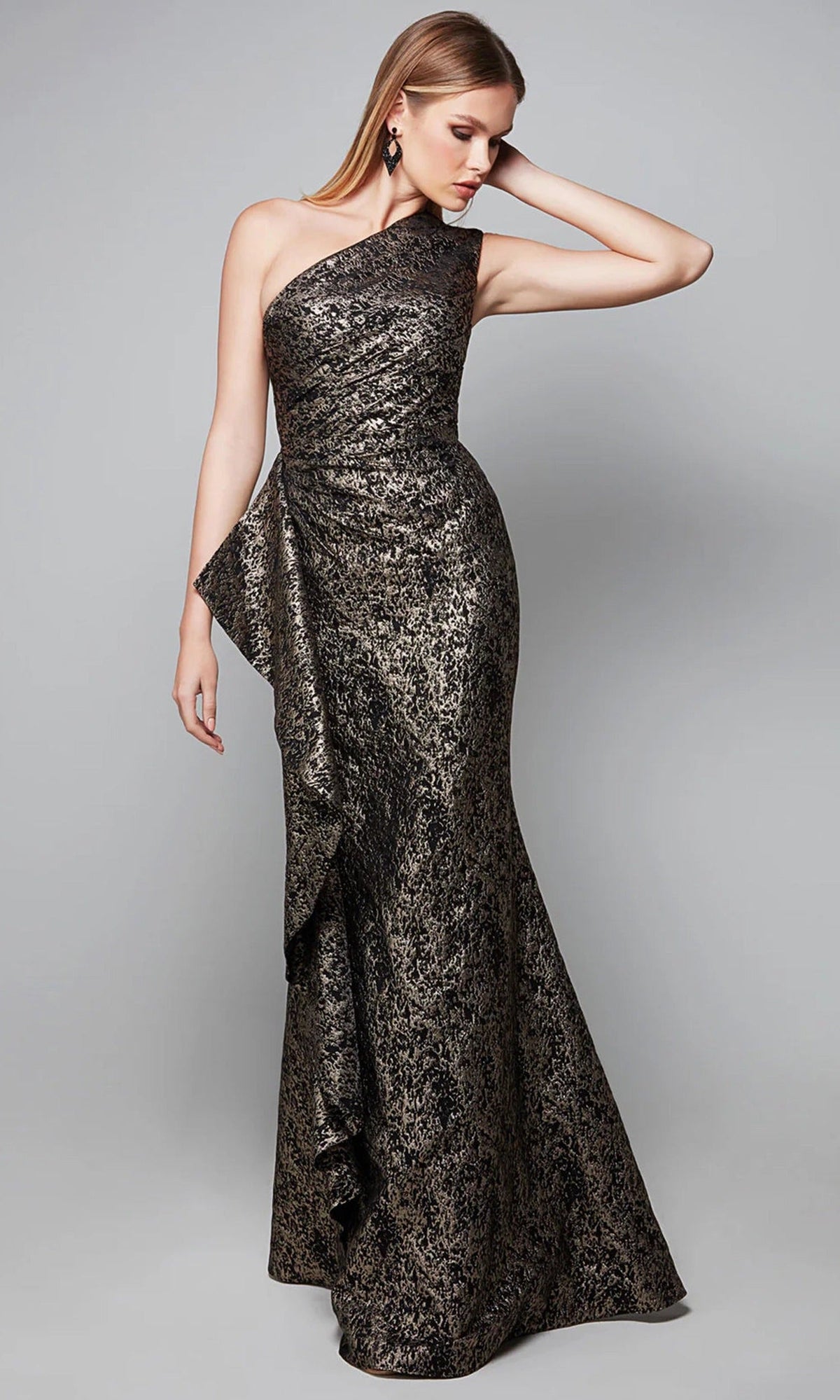 Alyce Paris 27620 - Metallic Jacquard One Shoulder Formal Dress