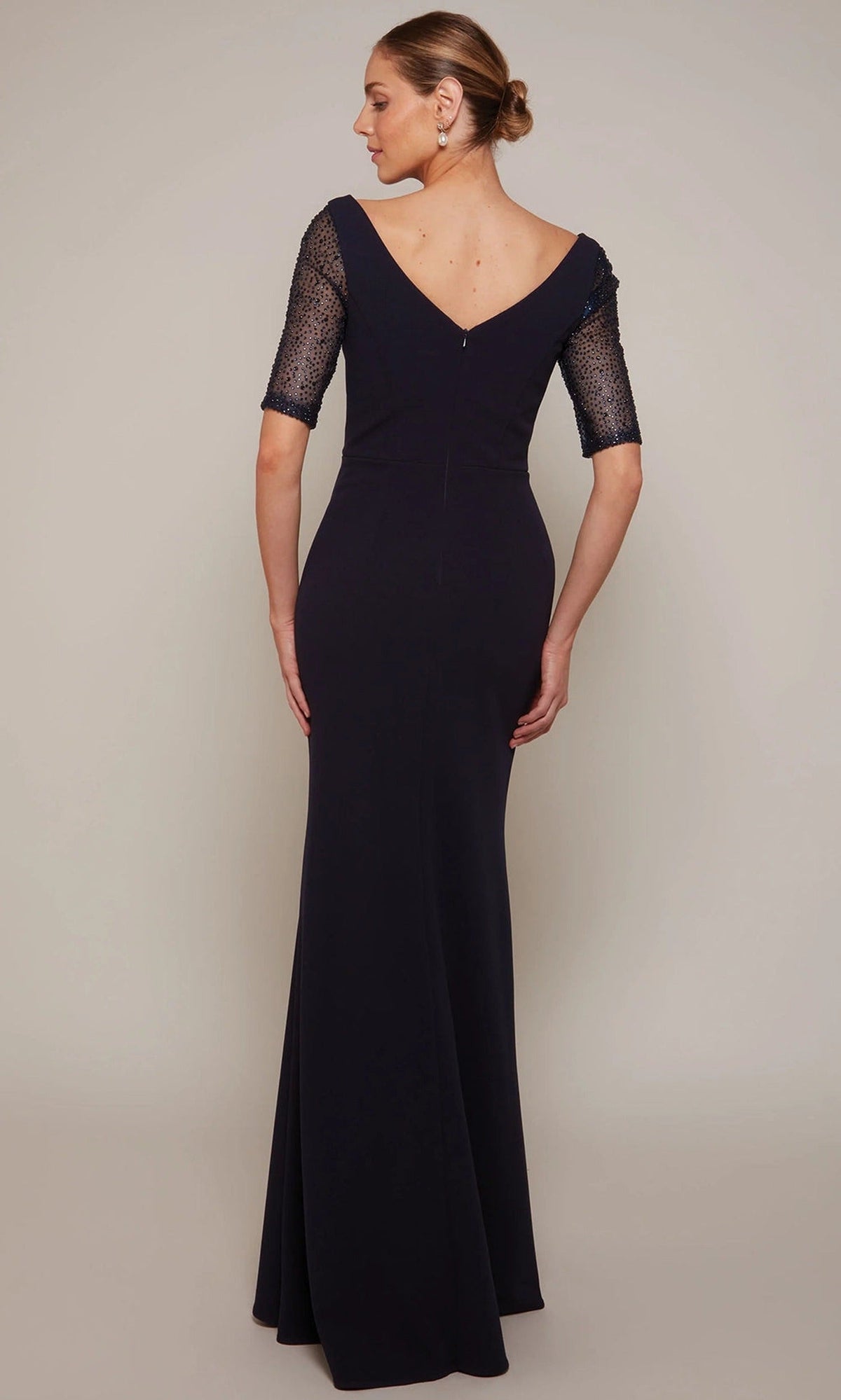 Alyce Paris 27677 - Beaded Sleeve Luxe Jersey Long Dress