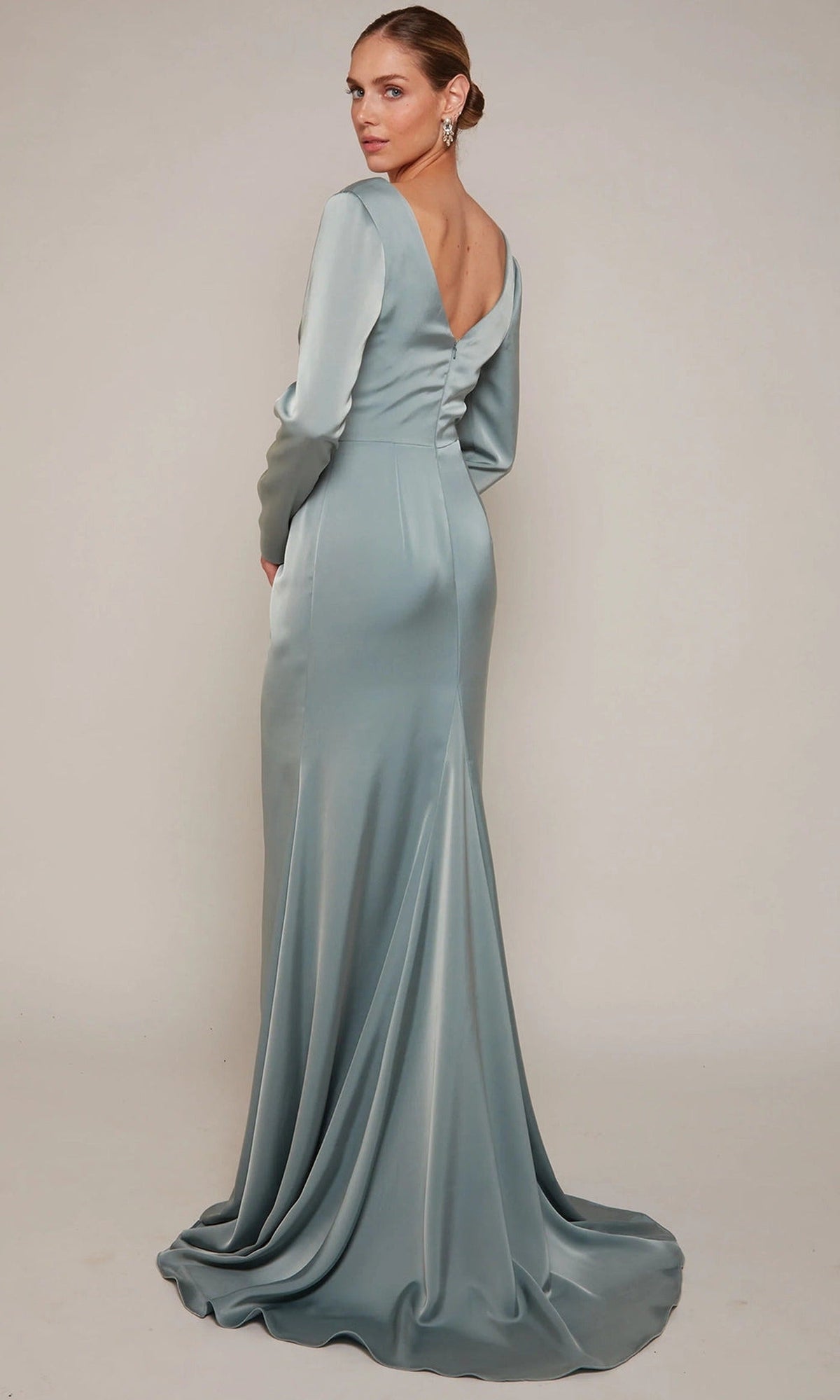 Alyce Paris 27694 - Long Sleeve Satin Sheath Gown