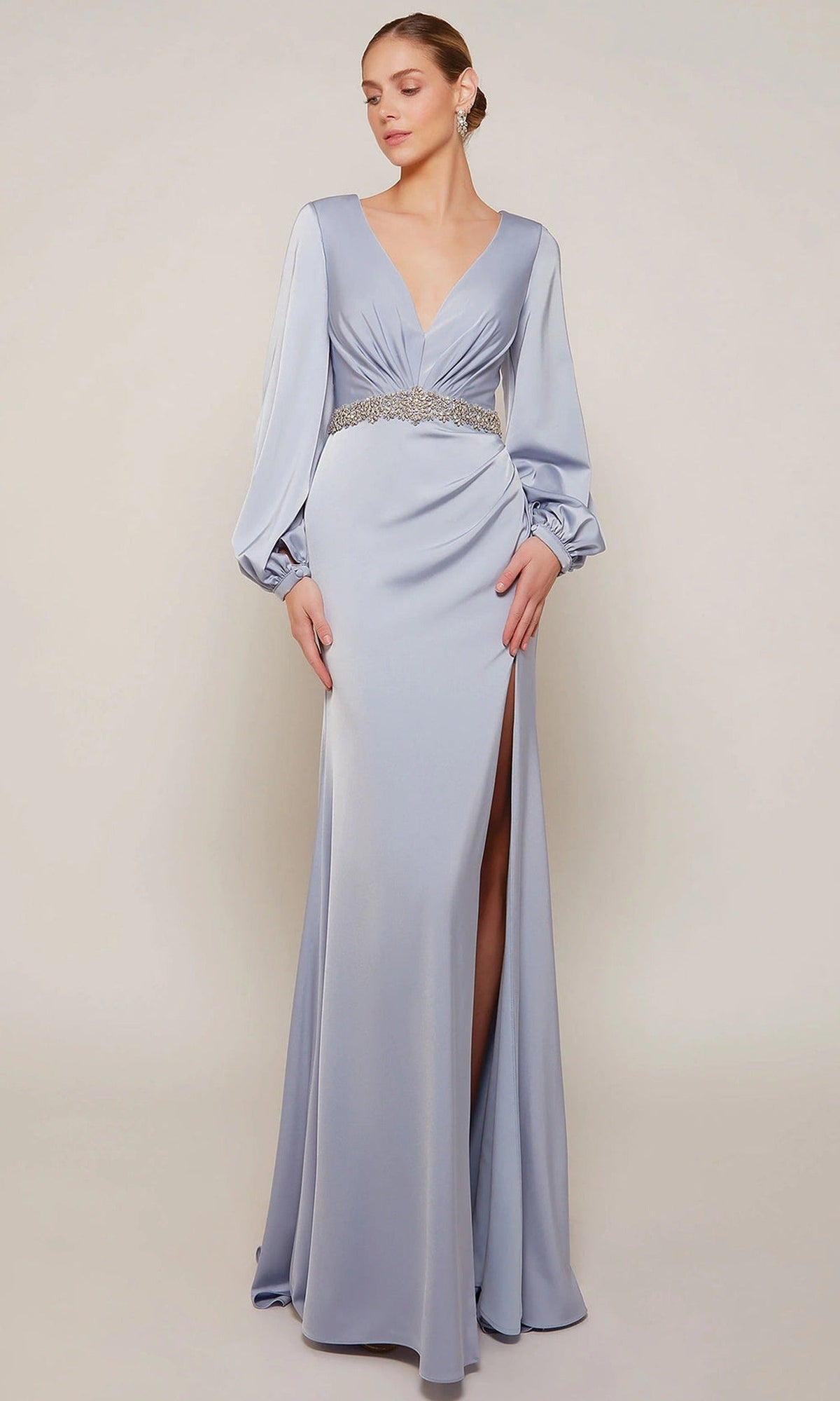 Alyce Paris 27696 - Bishop Sleeve Long Gown with Beaded Waist