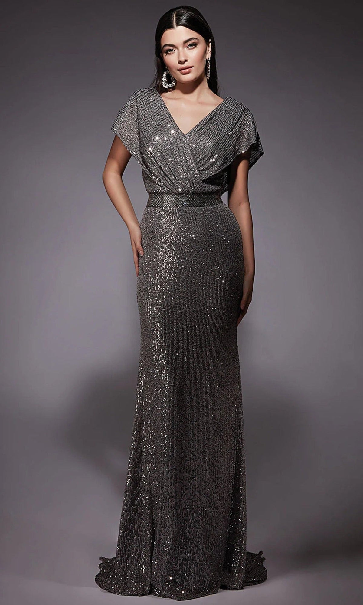 Alyce Paris 27708 - Short Sleeve Sequin Sheath Gown