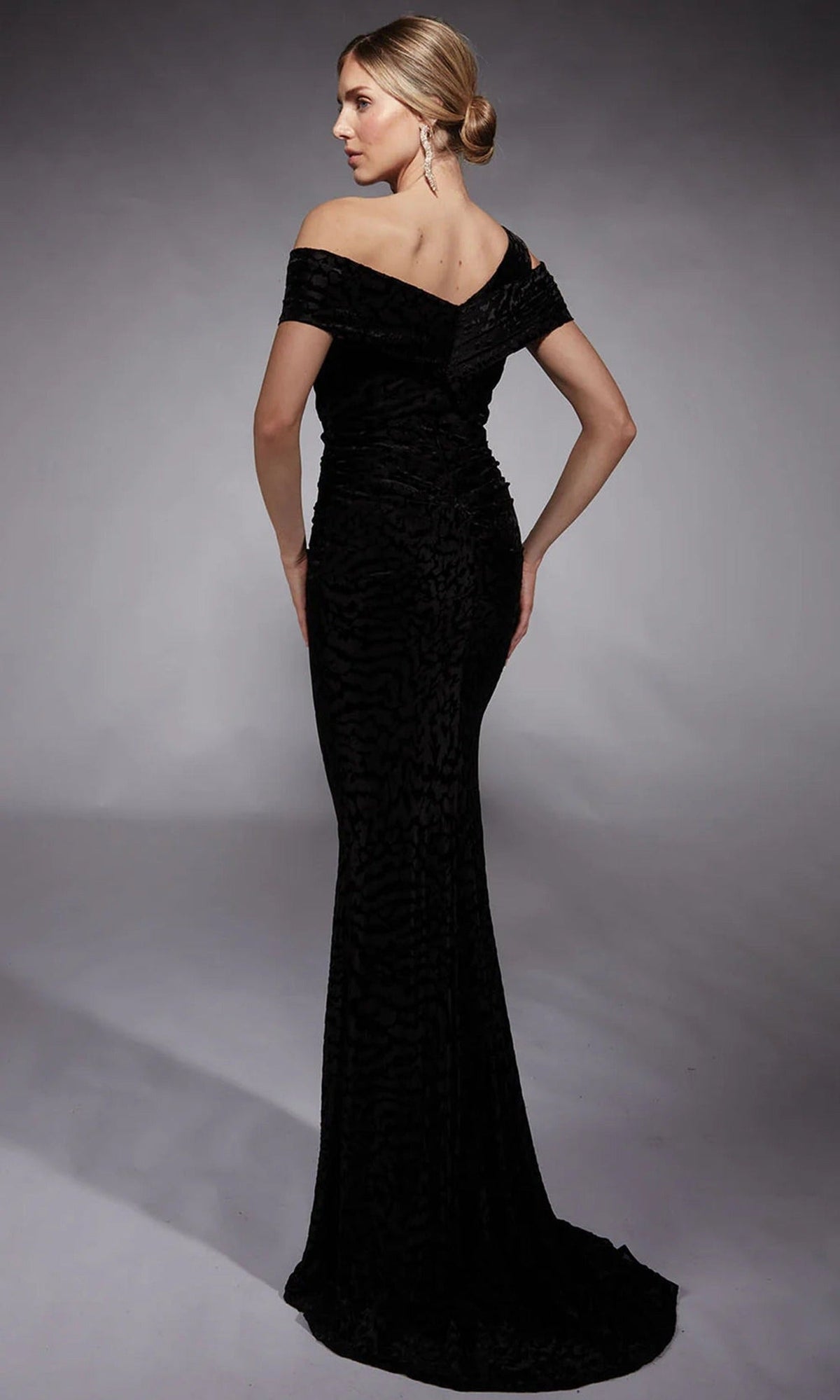 Alyce Paris 27709 - Velvet Pattern Asymmetrical Long Dress