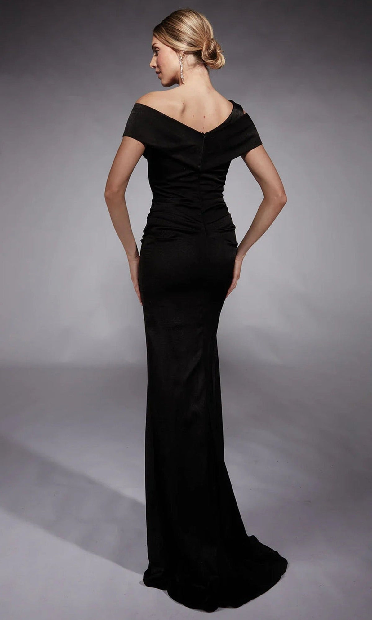 Alyce Paris 27710 - Draped Asymmetric Neck Jacquard Dress