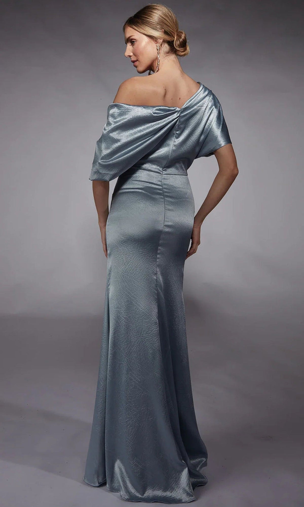 Alyce Paris 27721 - Asymmetric Neck Draped Charmeuse Dress