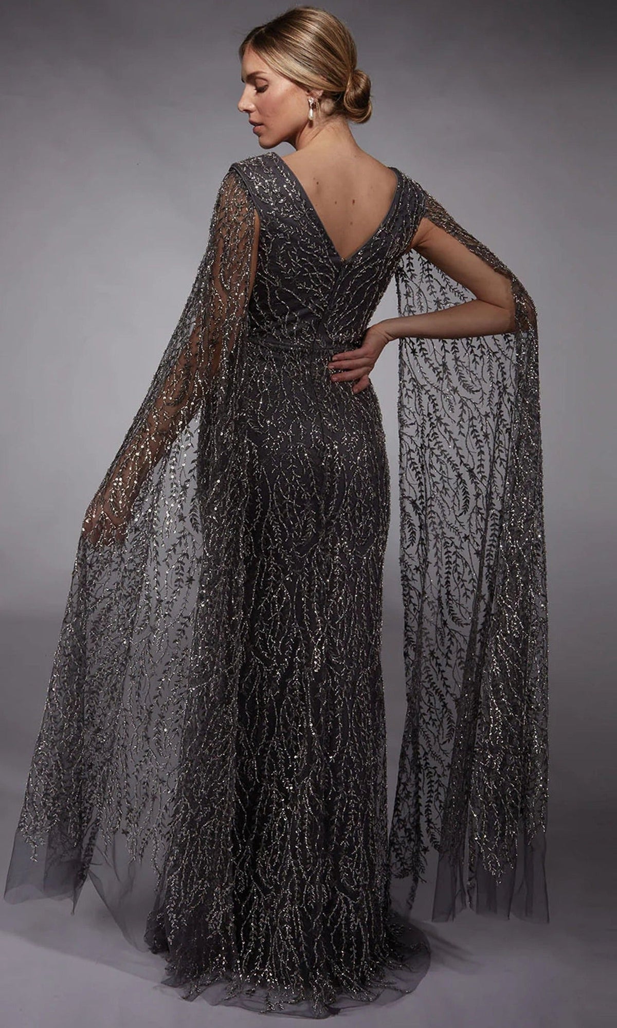 Alyce Paris 27725 - Sequined Detachable Cape Sleeve Dress