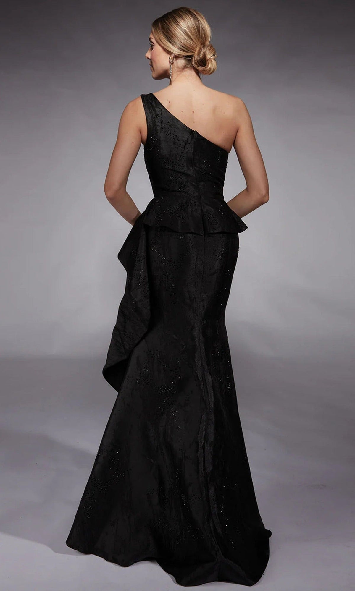 Alyce Paris 27732 - Beaded Jacquard Asymmetric Peplum Dress