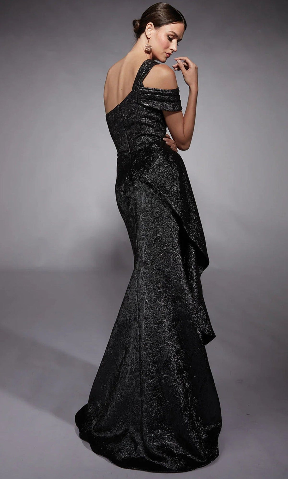 Alyce Paris 27734 - Cold Shoulder Jacquard Sheath Gown