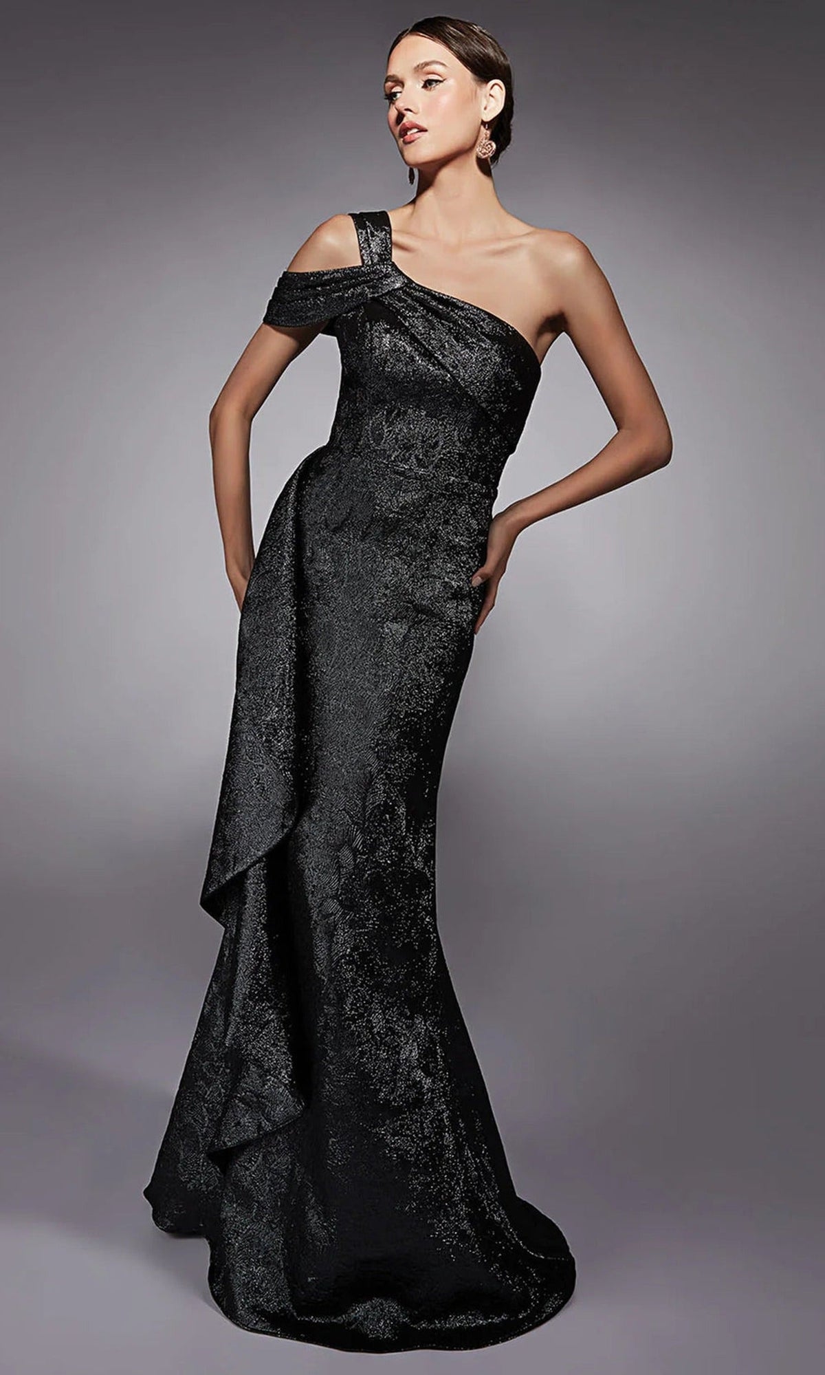 Alyce Paris 27734 - Cold Shoulder Jacquard Sheath Gown