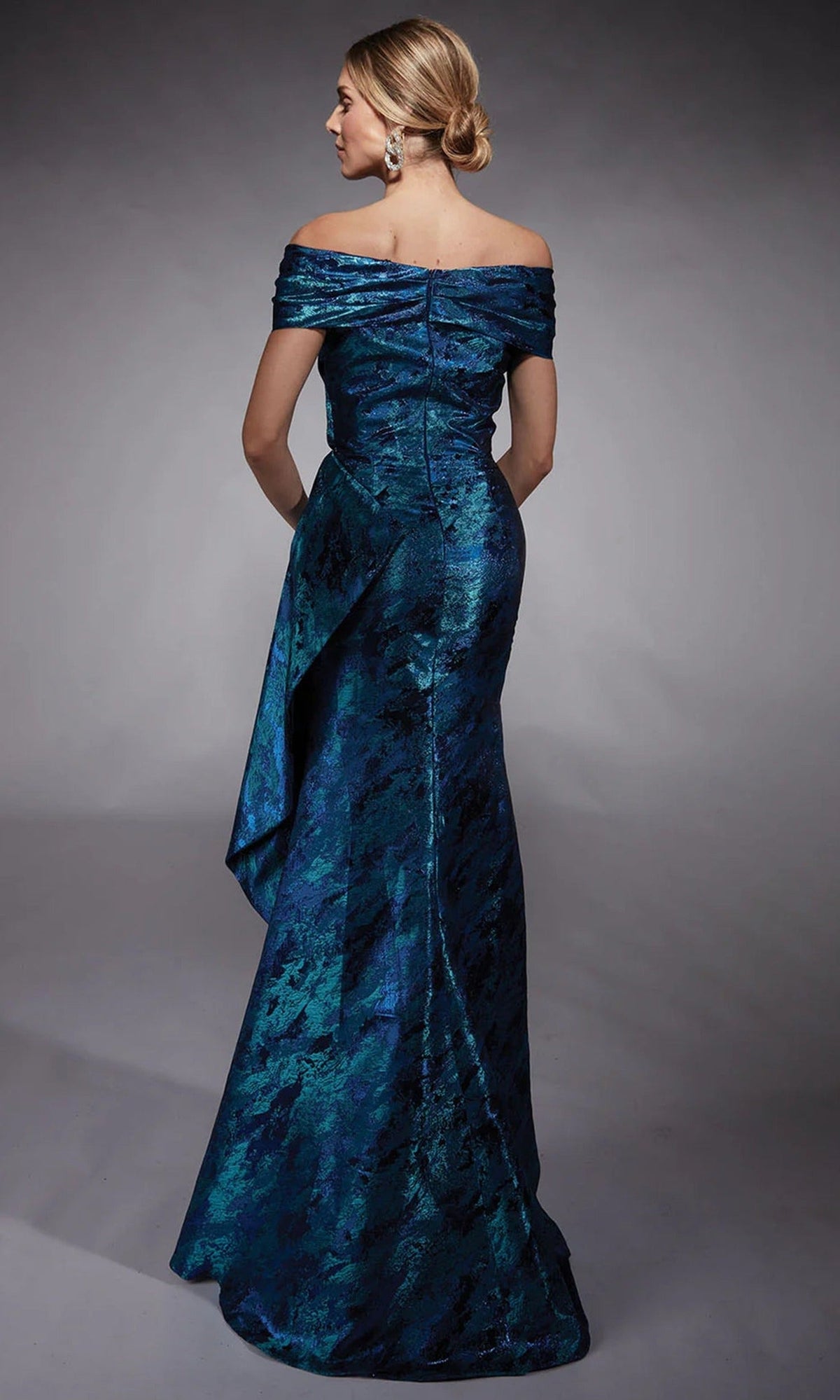 Alyce Paris 27737 - Off-Shoulder Draped Jacquard Dress