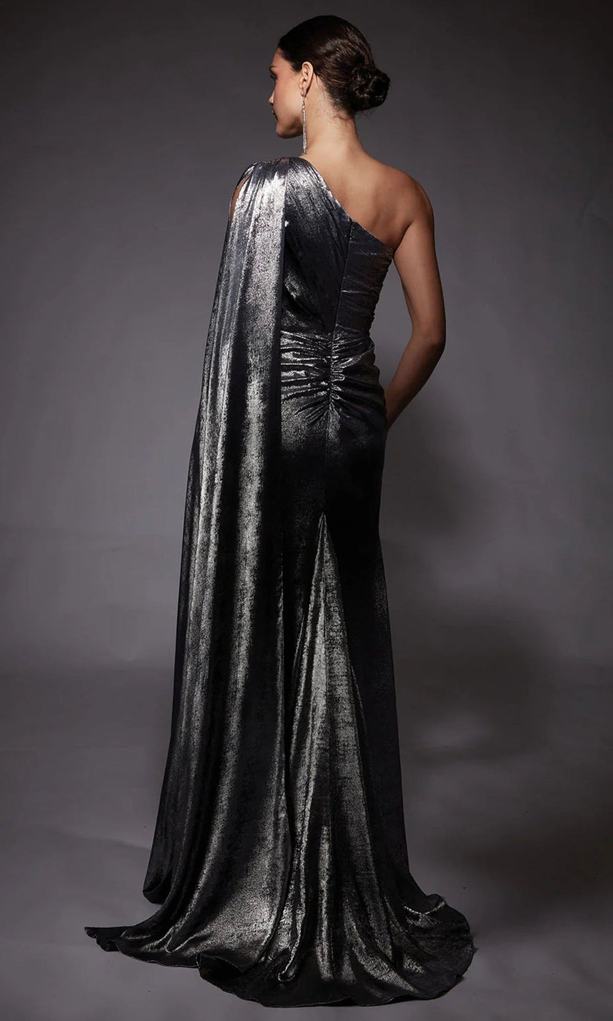 Alyce Paris 27753 - One Shoulder Ruched Metallic Evening Gown
