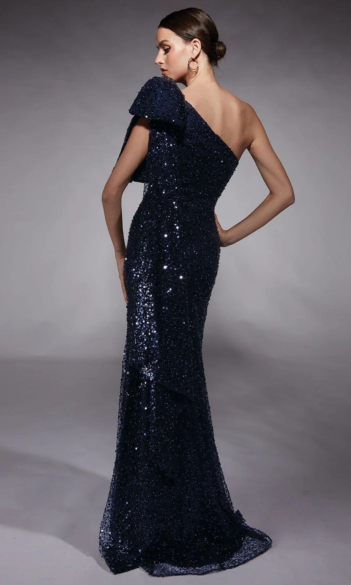 Alyce Paris 27771 - One Shoulder Sequin Dress with Bow Draped