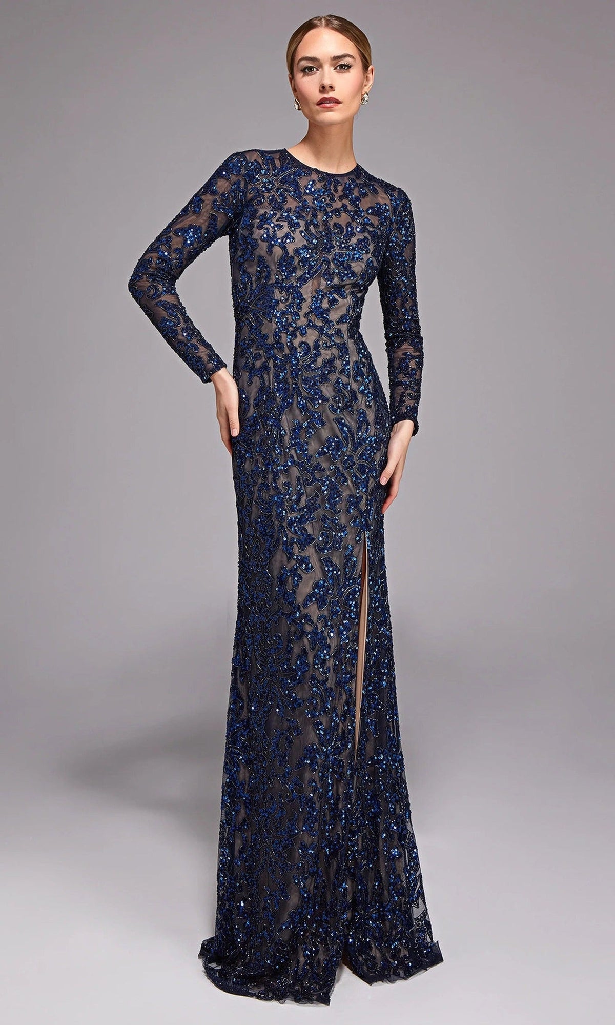 Alyce Paris 27788 - Beaded Illusion Sleeve Column Gown