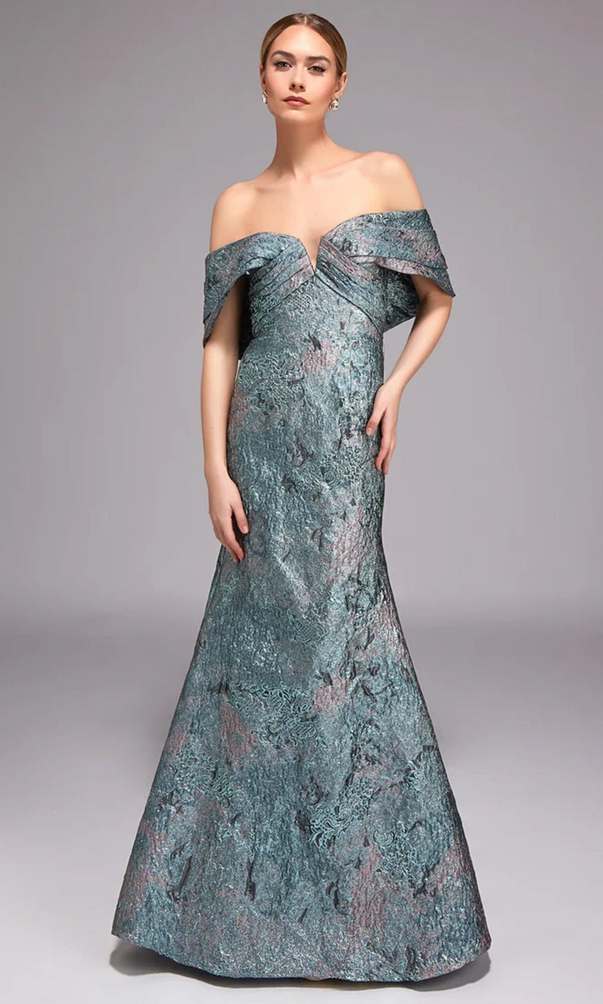 Alyce Paris 27794 - Off Shoulder Jacquard Evening Gown