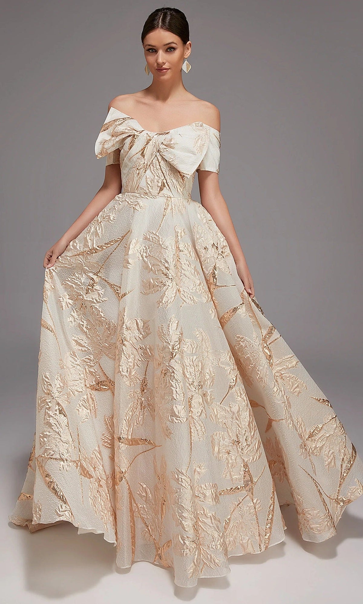 Alyce Paris 27804 - Off Shoulder Leaf Motif Ball Gown